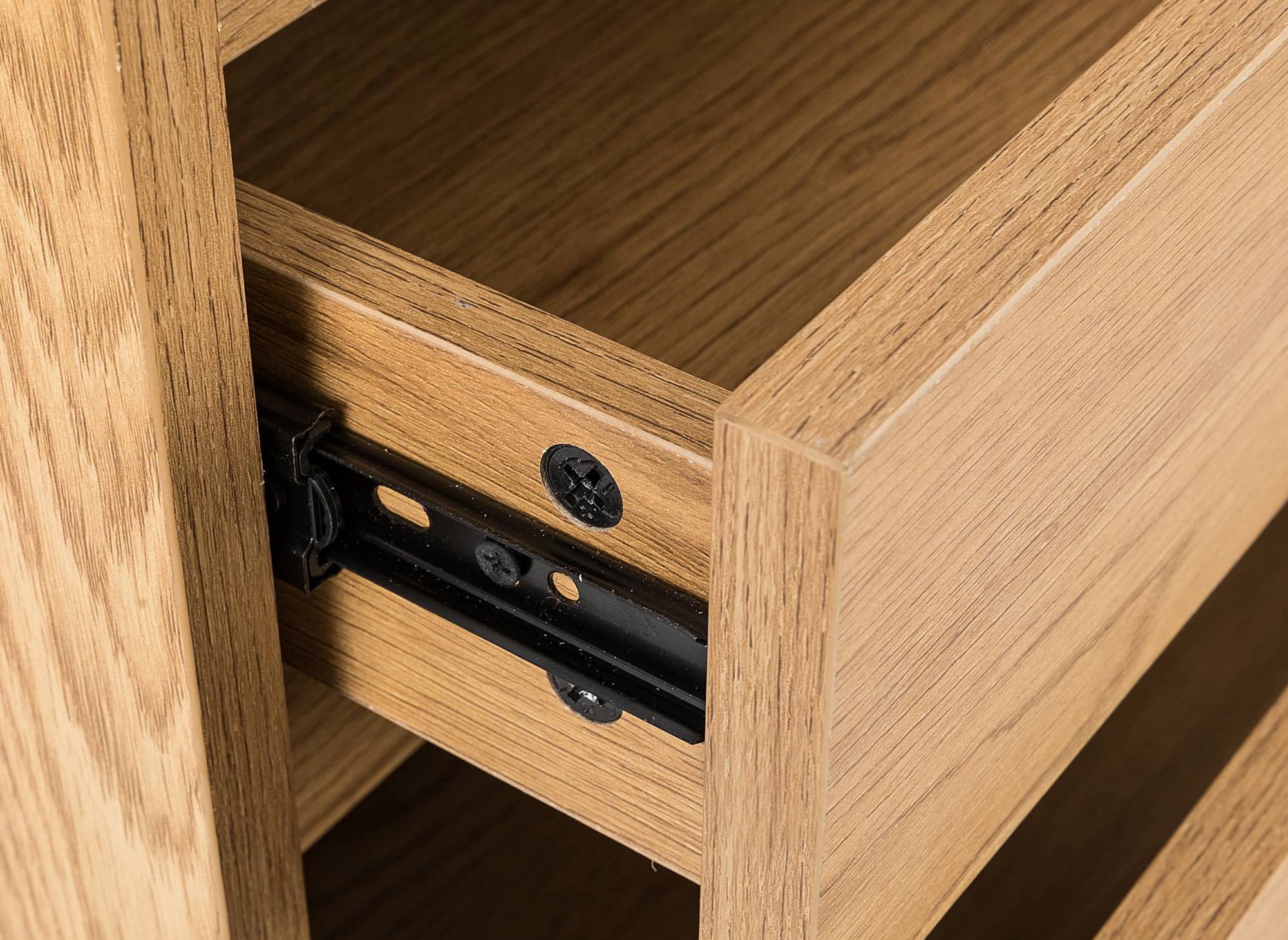 Commode 5 tiroirs avec coiffeuse en bois couleur chêne SACHA