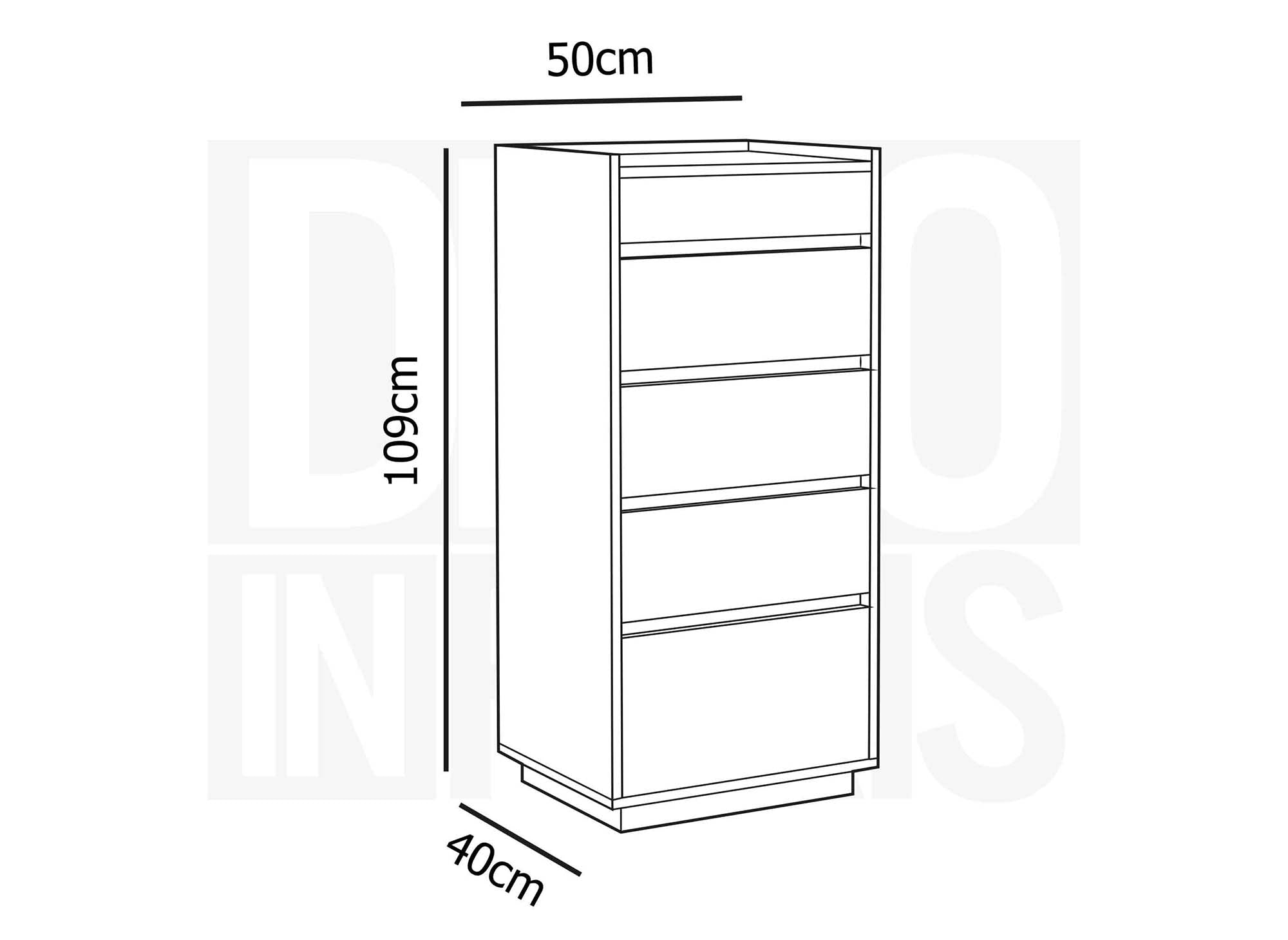 Commode 5 tiroirs en bois couleur chêne SACHA