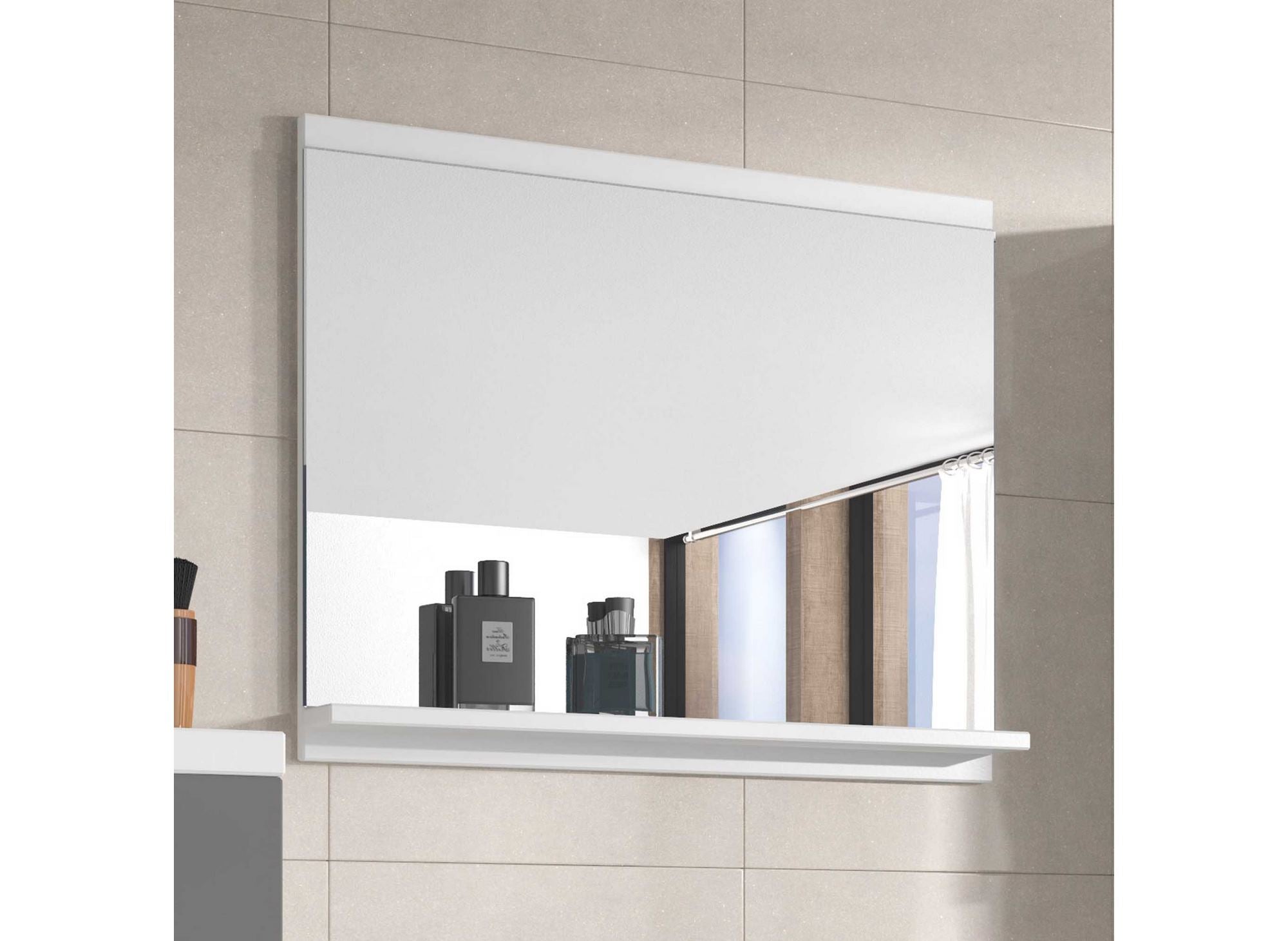 Ensemble meubles salle de bain suspendu - Blanc et gris SHELBY