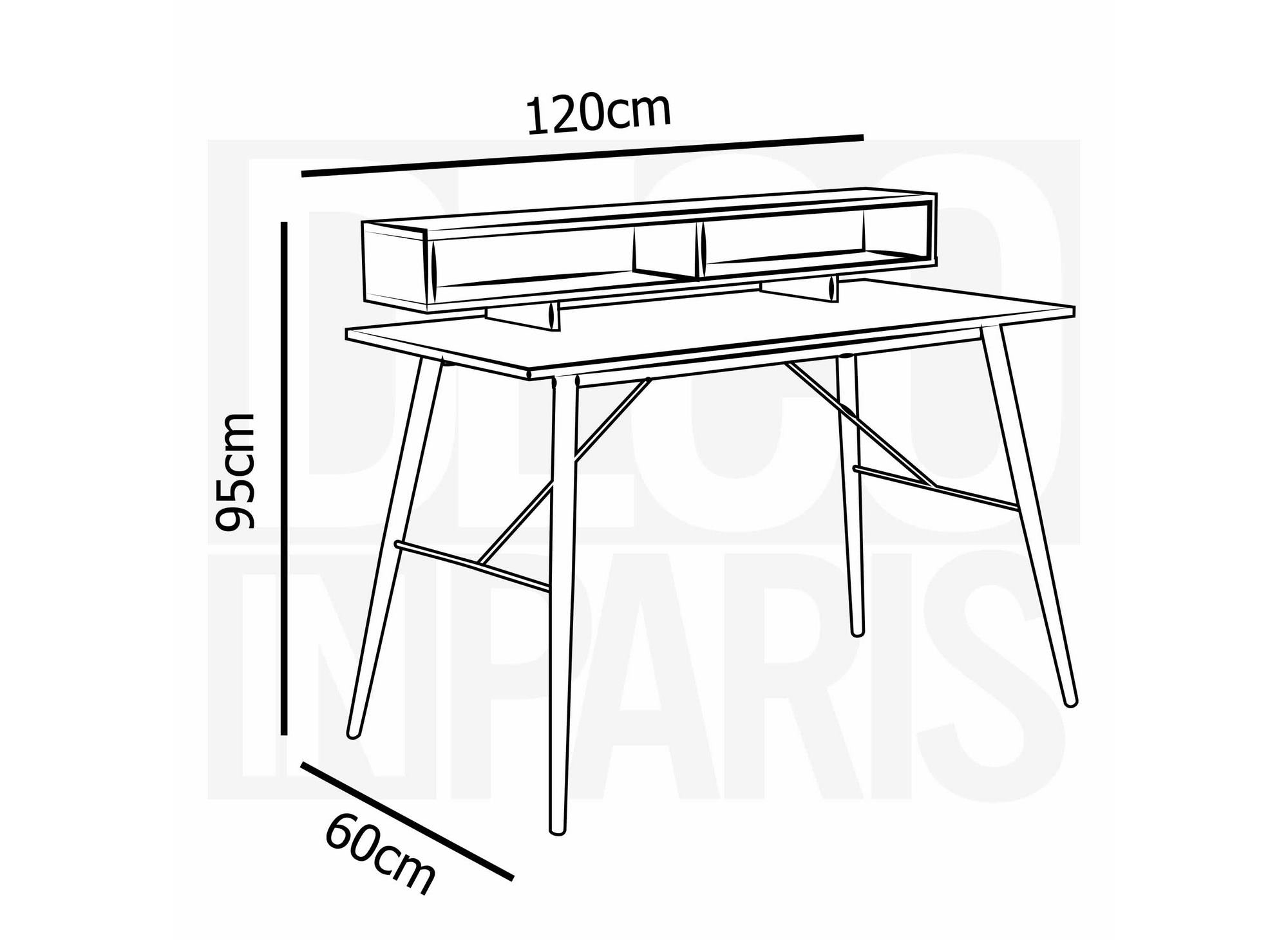 Bureau style industriel avec niches en bois et métal noir MARLINE