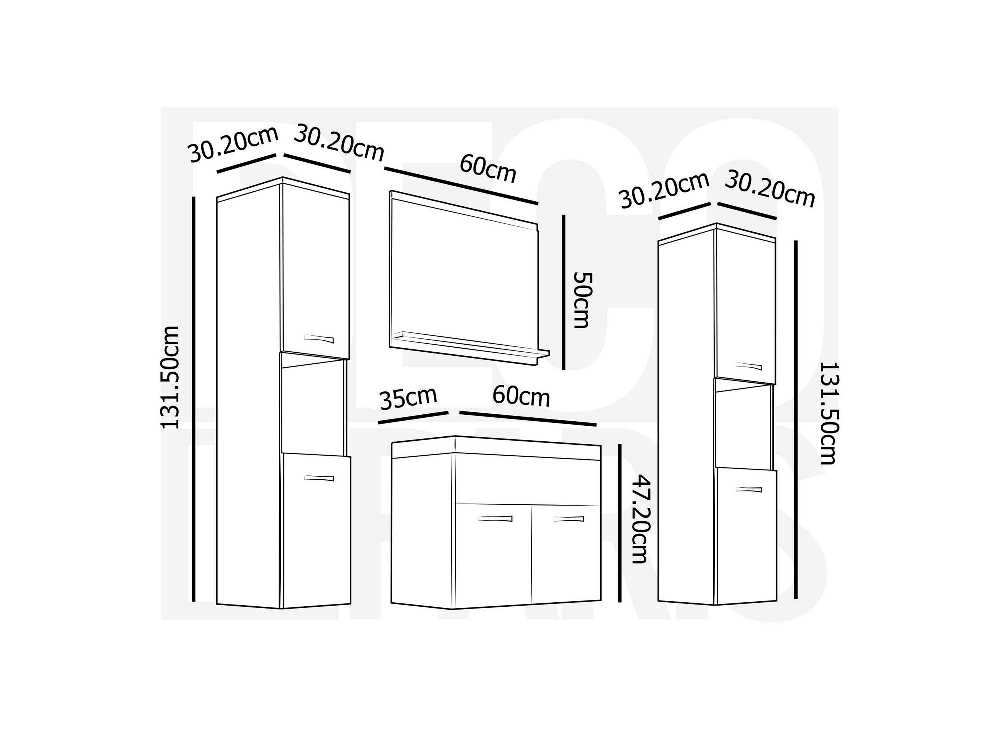 Ensemble meubles salle de bain suspendu XL - Bois effet vieilli HARMONY