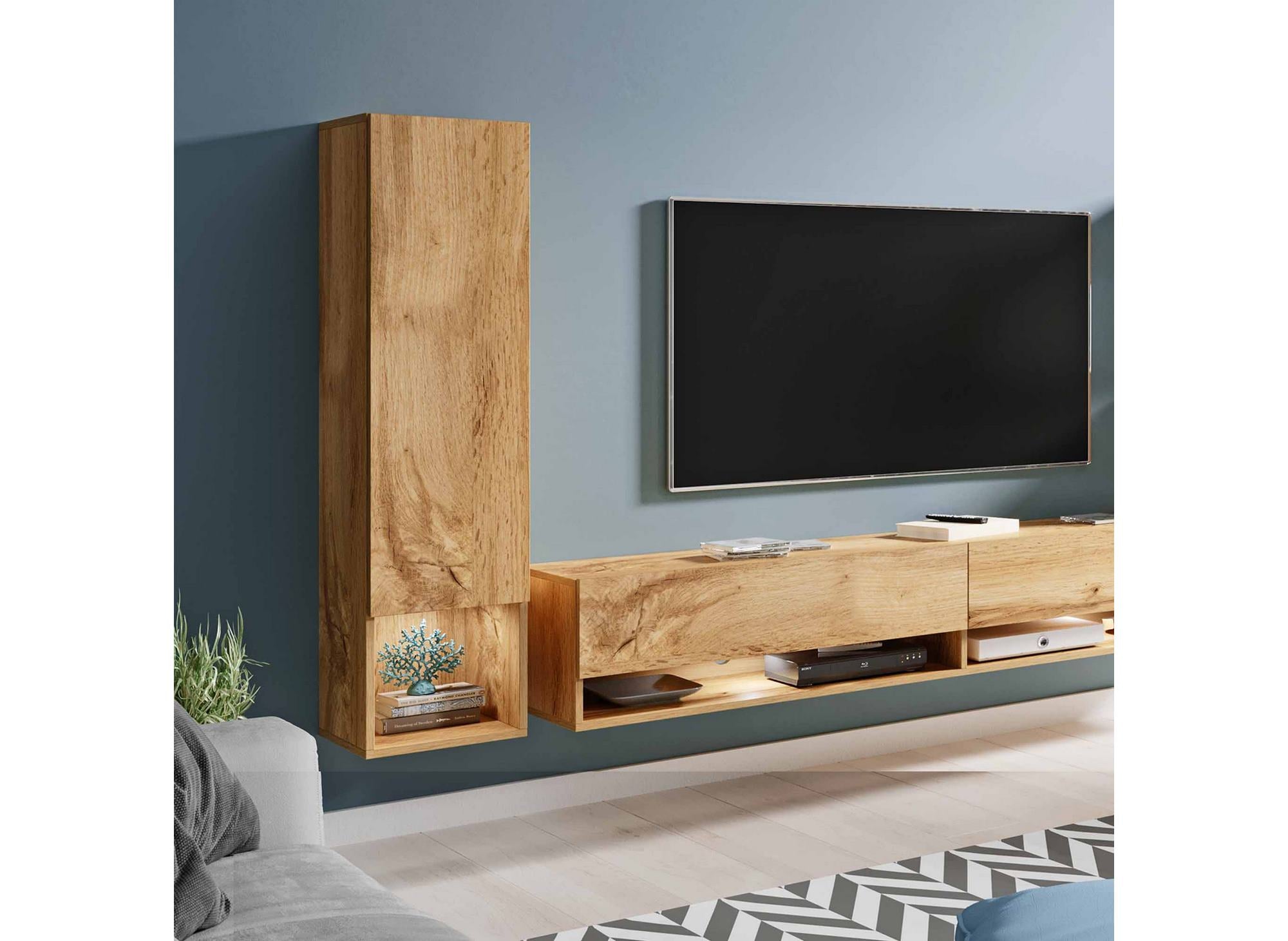 Mobile TV moderno in rovere con LED - AMANDA