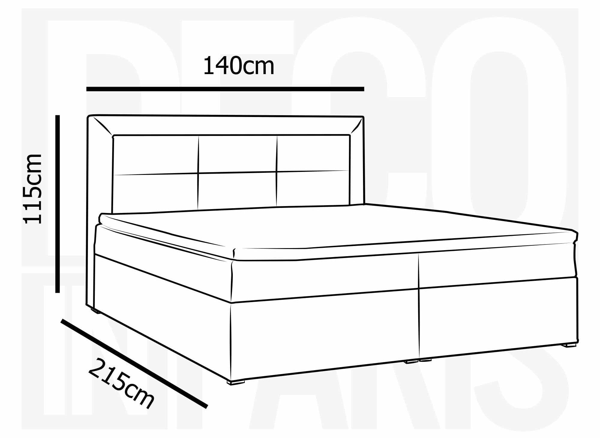 Lit boxspring 140x200 avec coffre de rangement en velours beige DAKOTA
