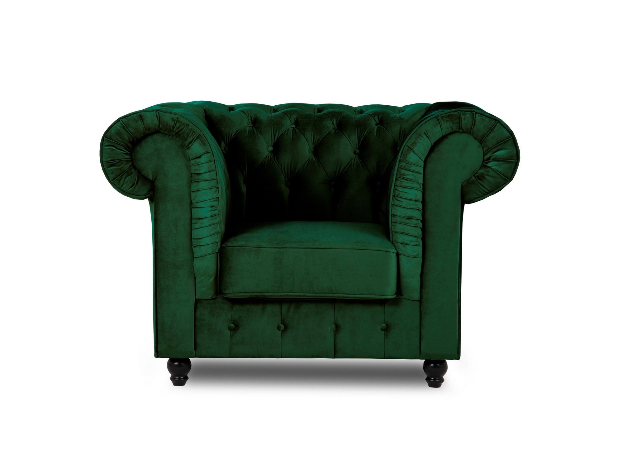 Fauteuil chesterfield en velours vert - WILSTON