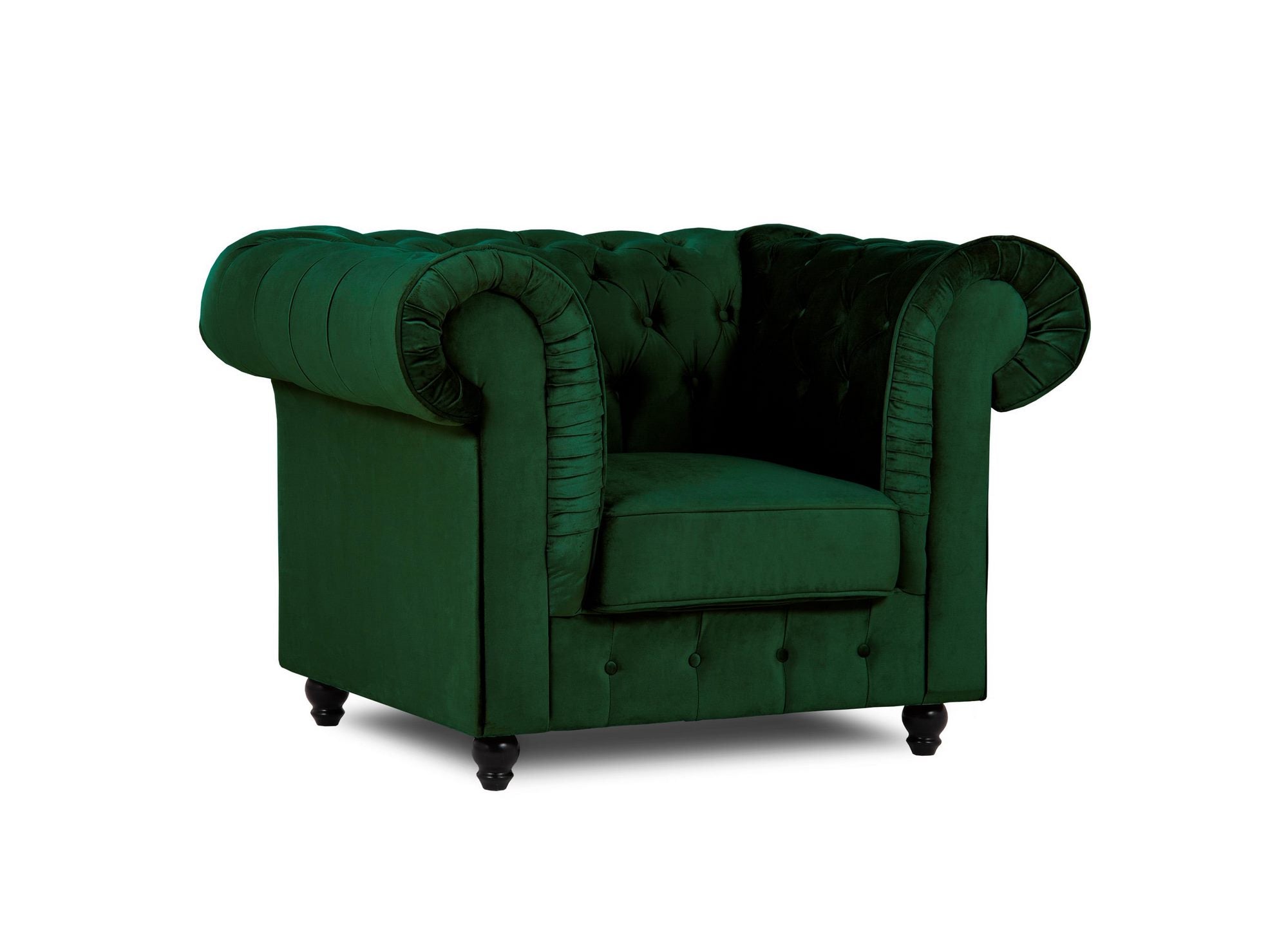 Fauteuil chesterfield en velours vert - WILSTON