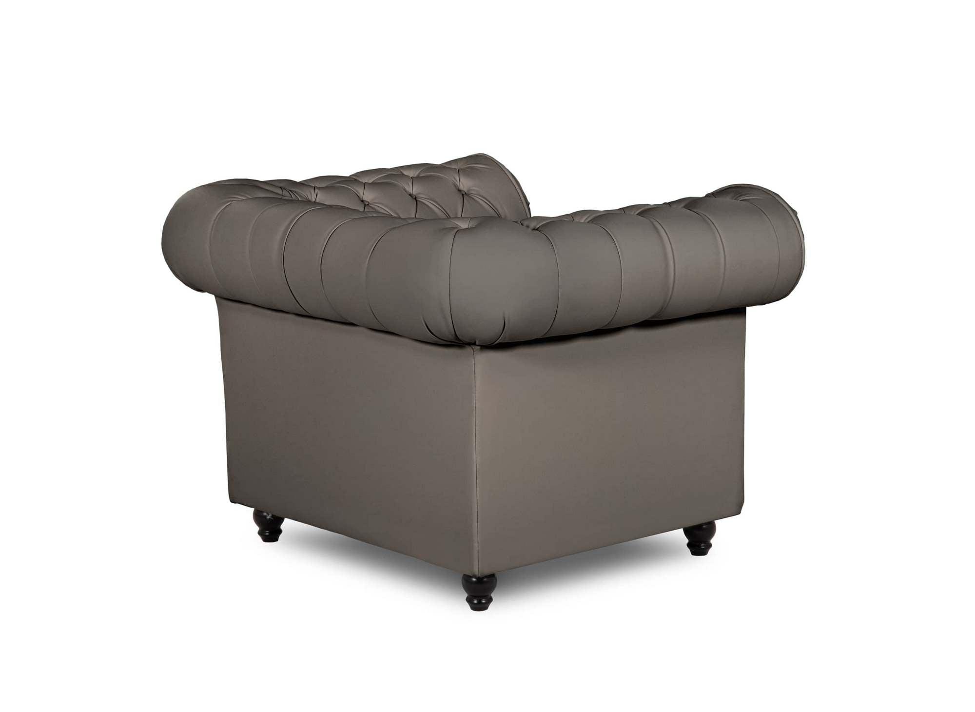 Fauteuil chesterfield en simili cuir taupe - WILSTON