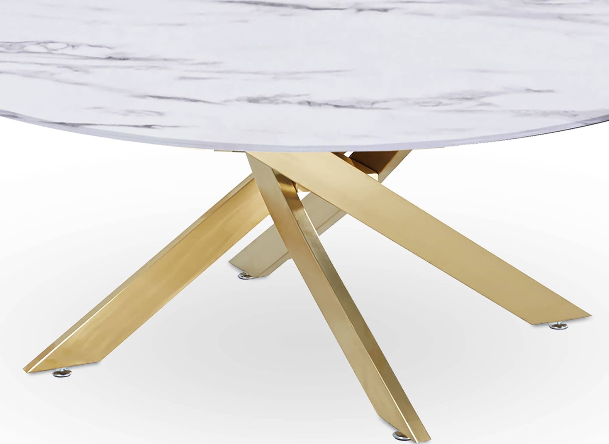 Table basse ronde design verre marbré et pieds dorés MELISSA