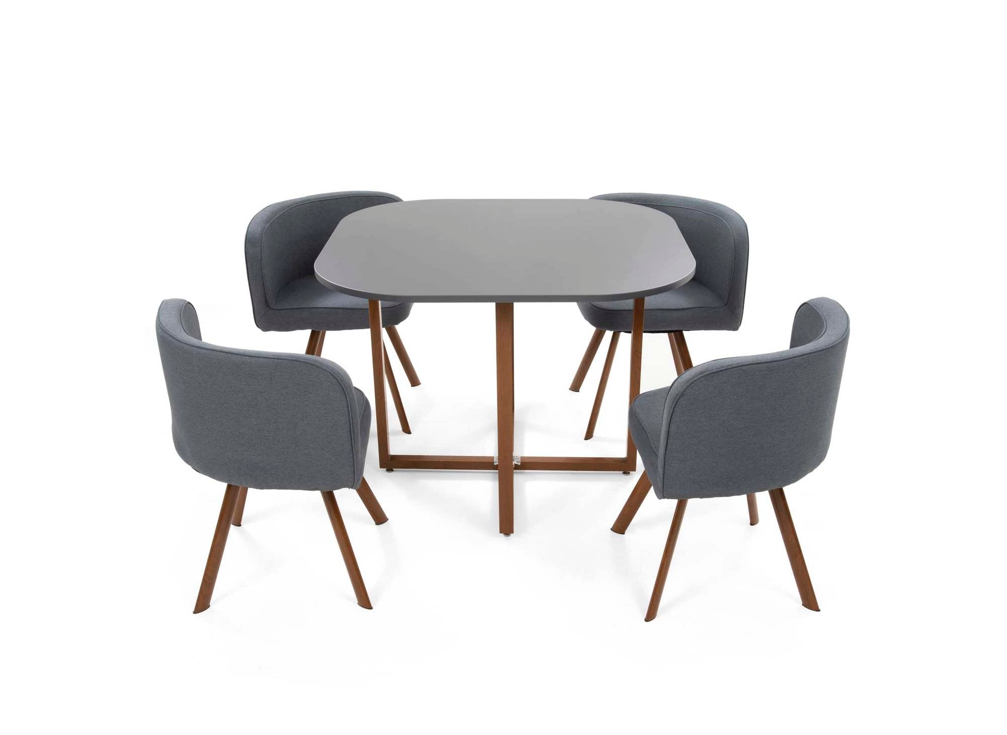 Ensemble table + 4 chaises encastrables grises FLEN