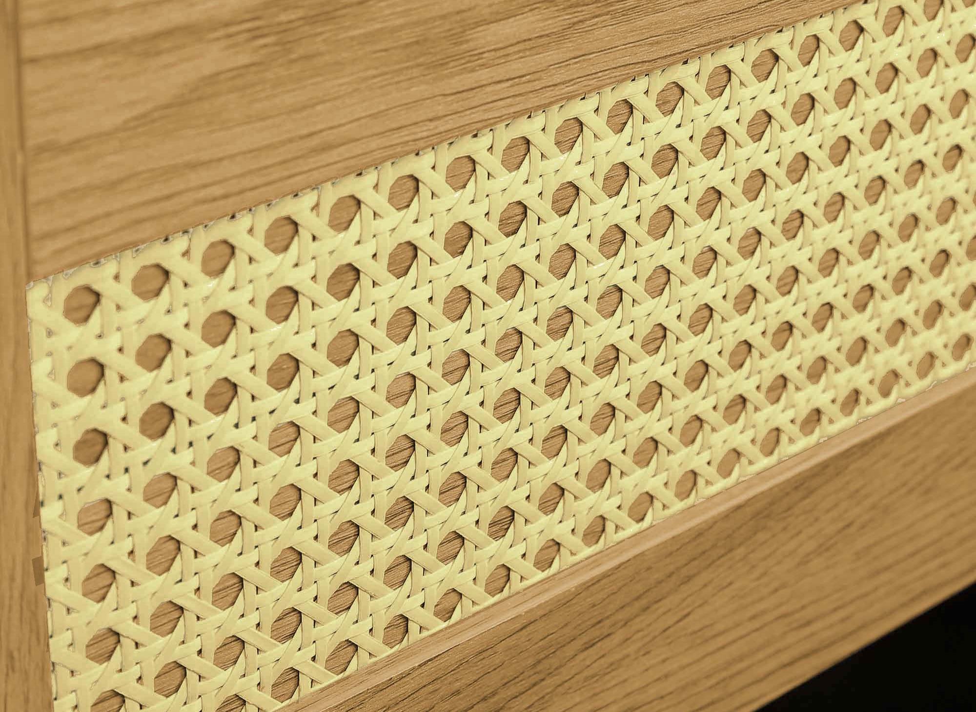 Commode scandinave 3 tiroirs en bois métal et cannage TULLIO