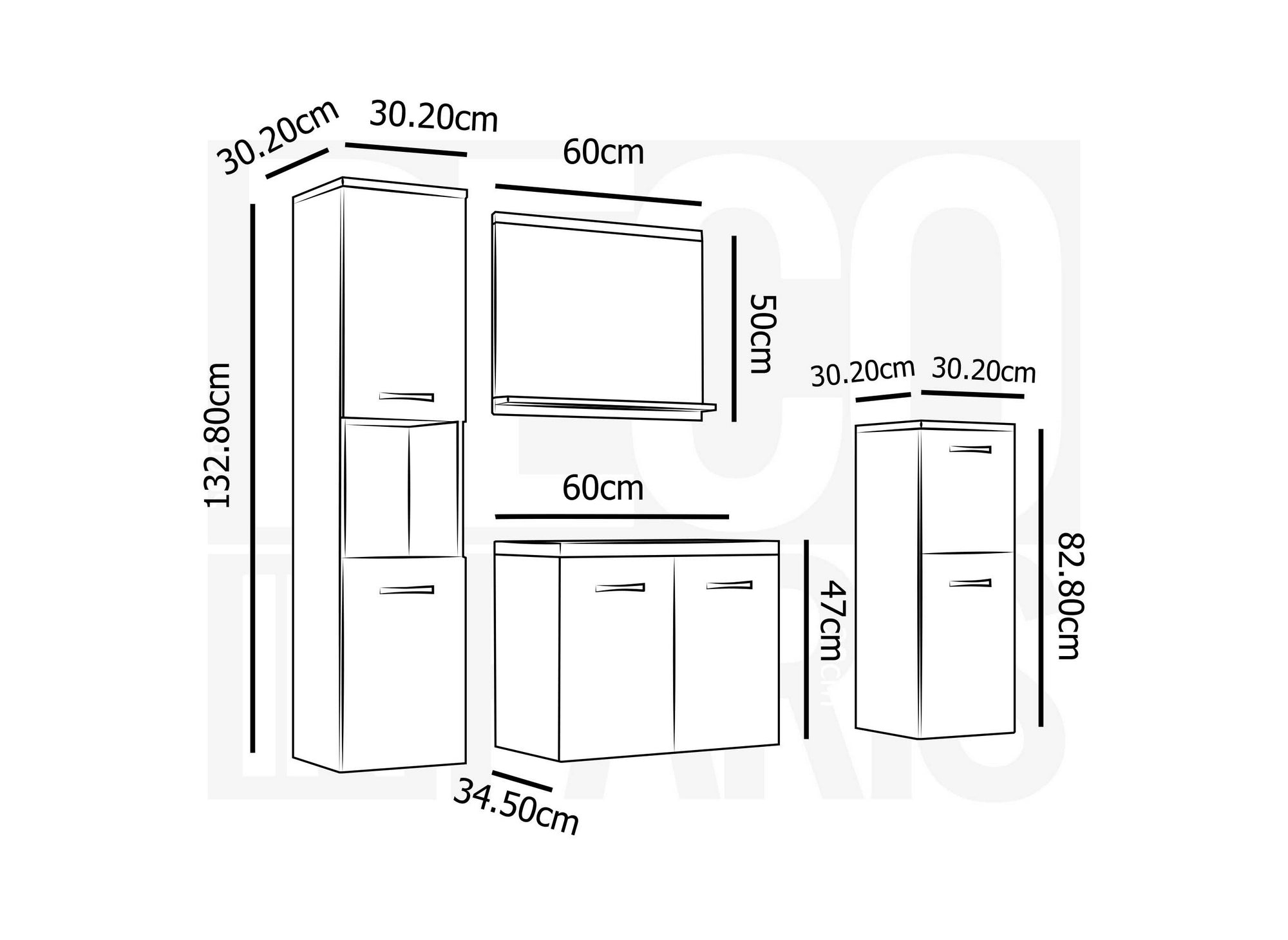 Ensemble meubles salle de bain design suspendu - Effet bois vieilli ALBY