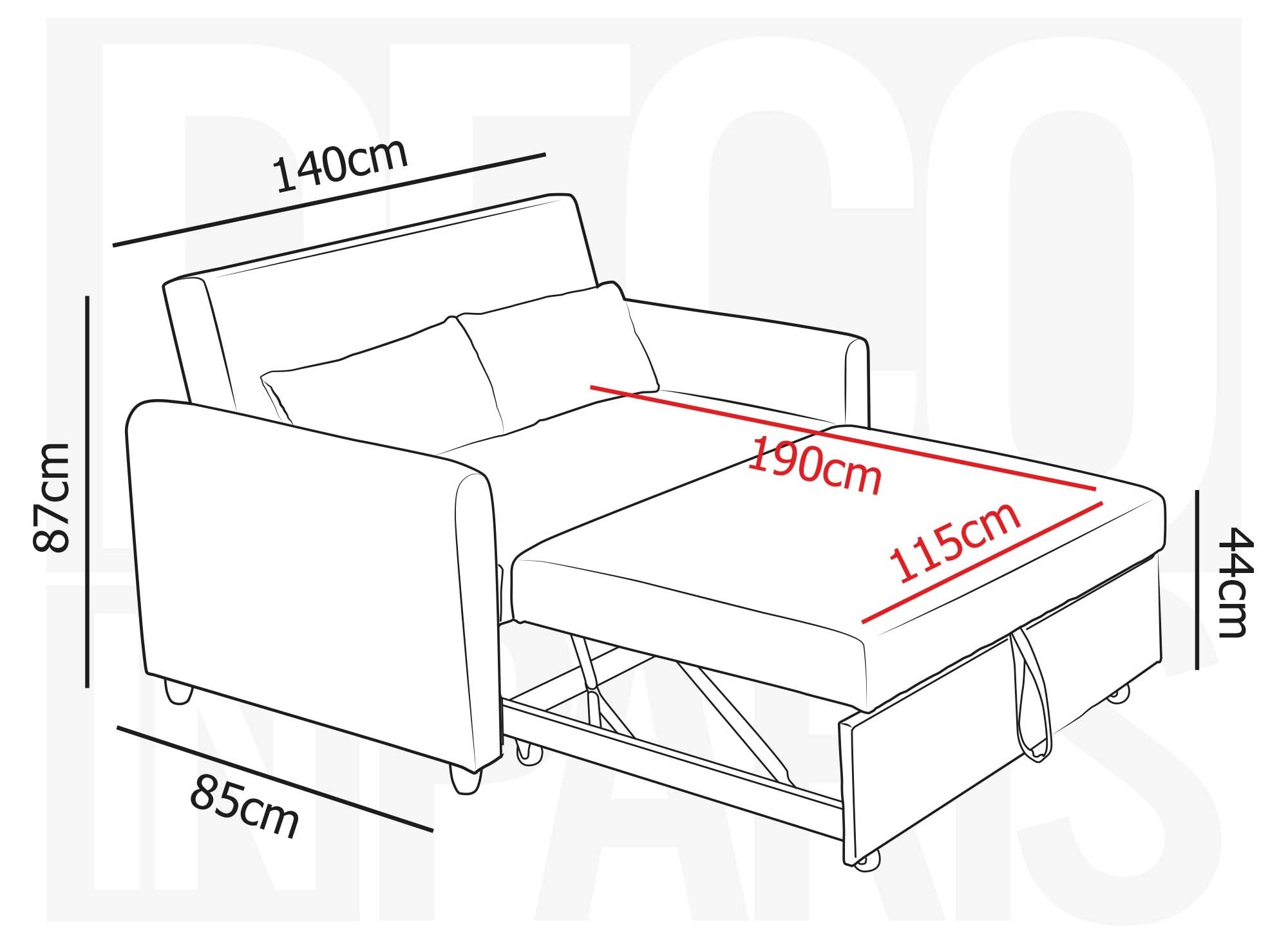 Canapé convertible scandinave en tissu gris KALAYA