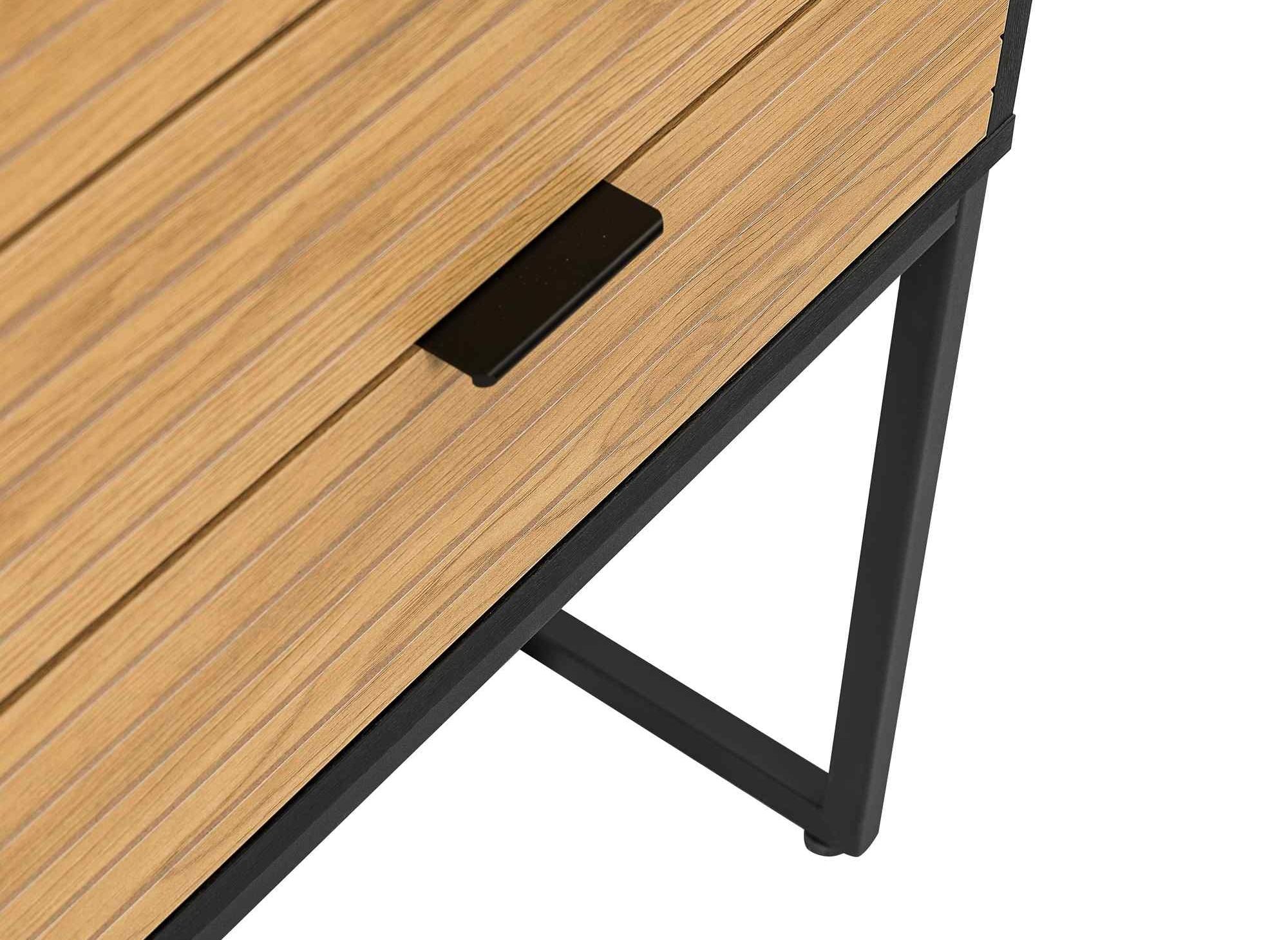 Buffet en enfilade 3 tiroirs 2 portes en bois clair et métal noir TISSIA