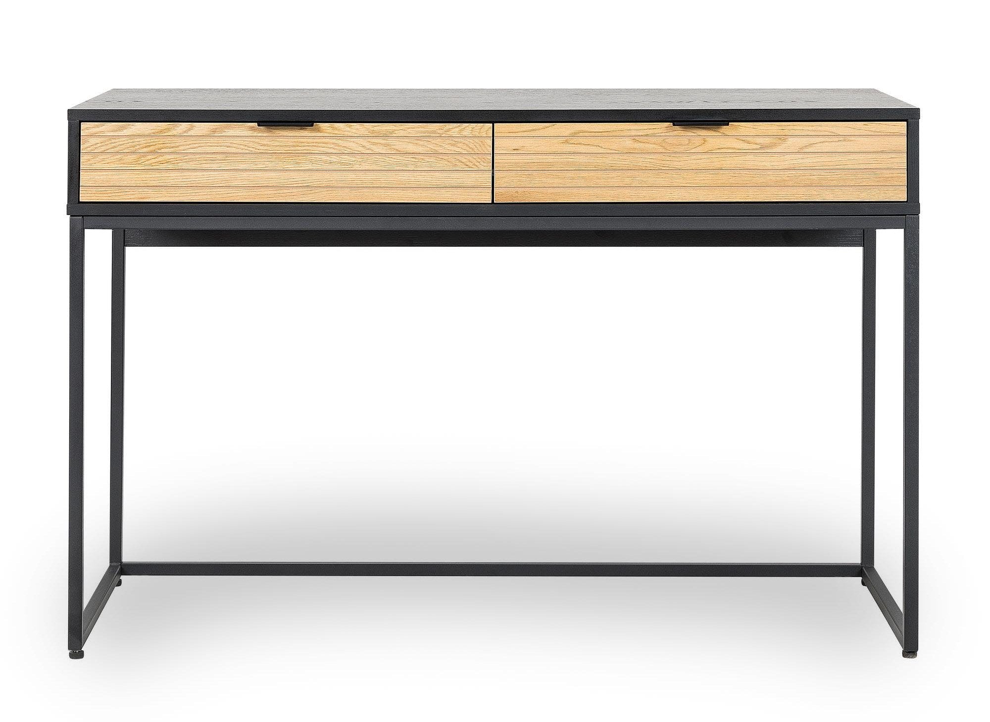 Bureau 2 tiroirs en bois clair et métal noir TISSIA