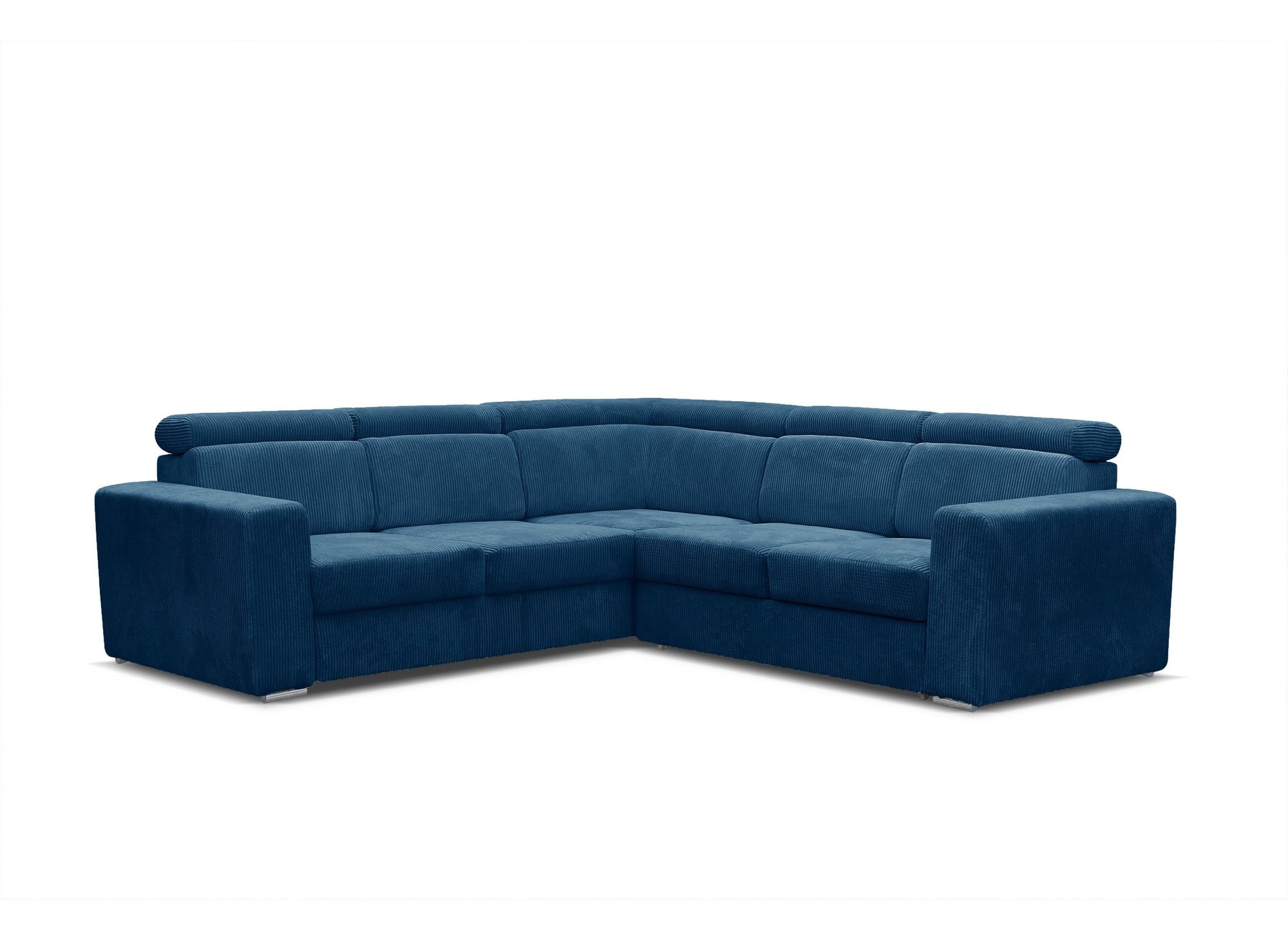 Canapé d'angle convertible et réversible en velours côtelé bleu MERYL