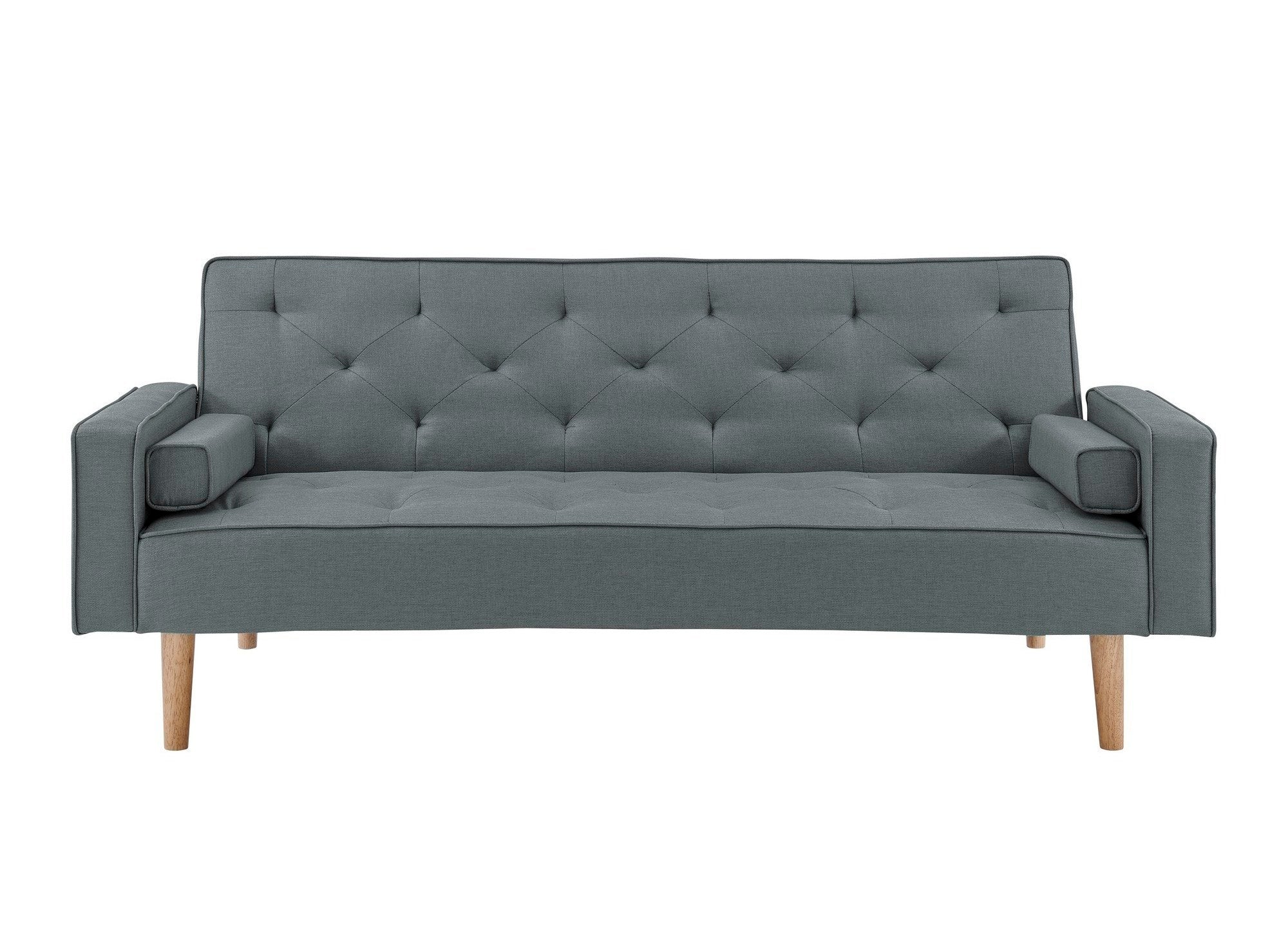 Divano clic clac in tessuto grigio scuro con gambe in legno JAKARTA