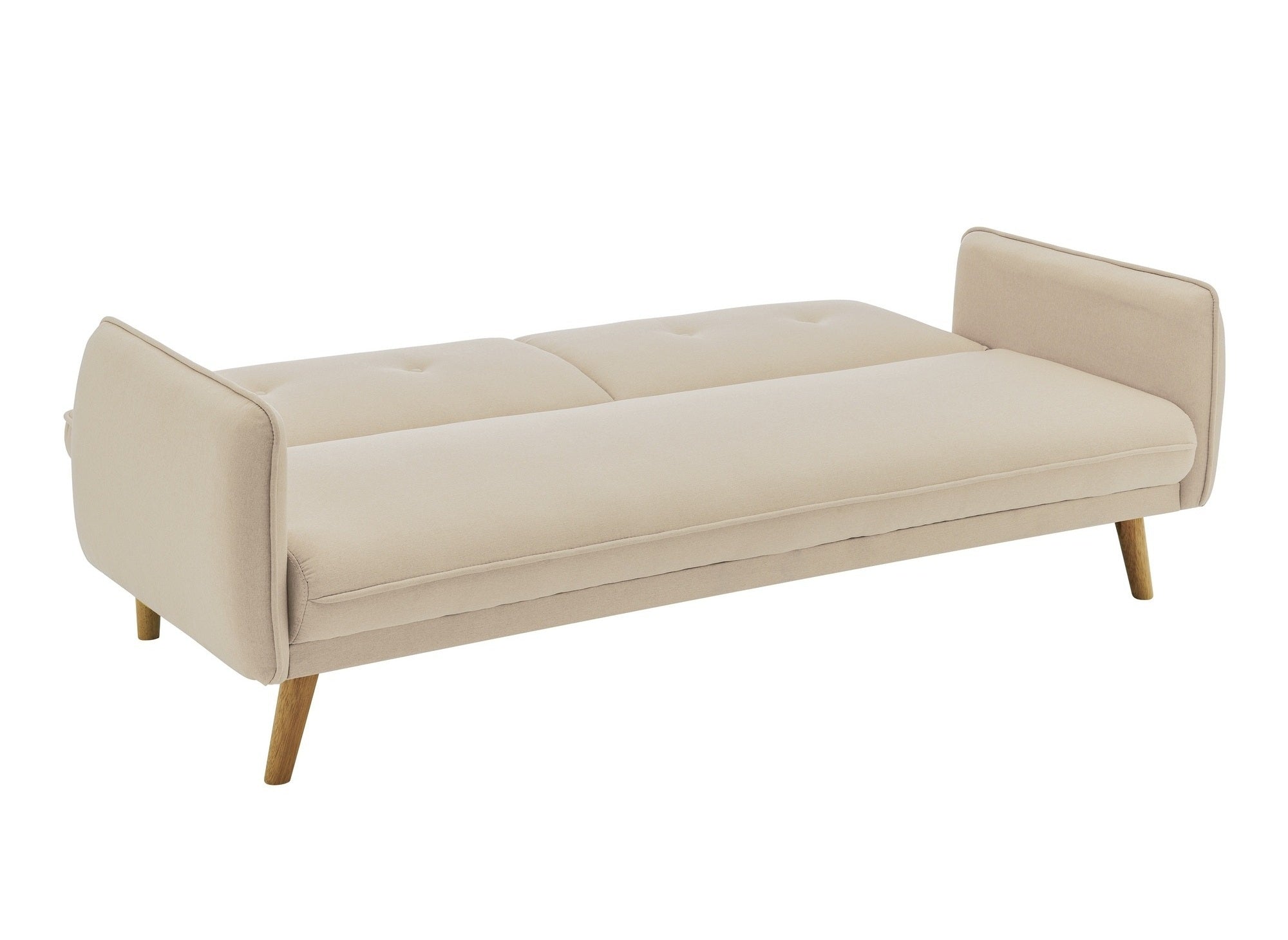 Canapé clic clac en tissu beige avec pieds en bois NATAL