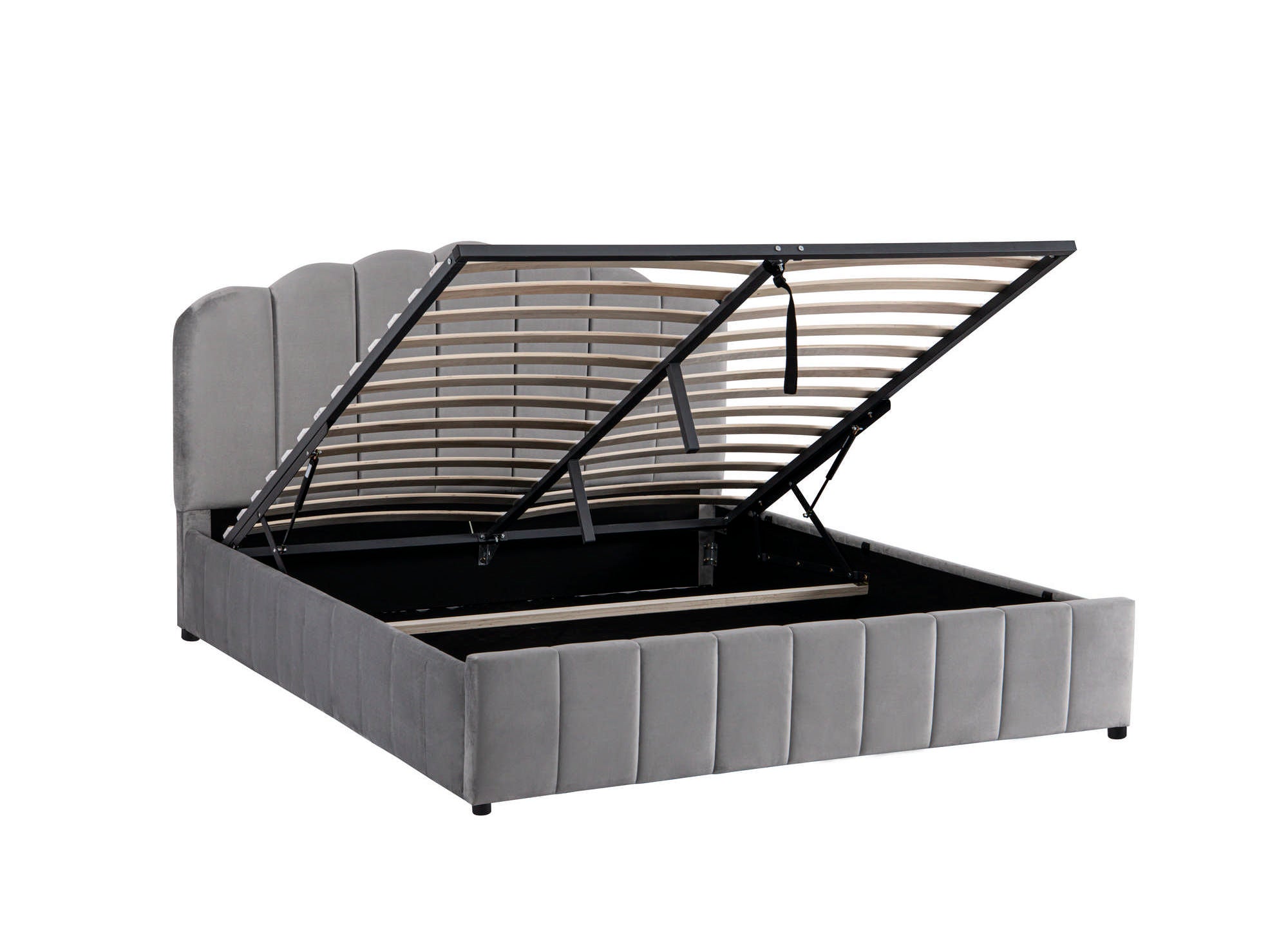 Lit coffre en velours gris 180x200 cm ELVIRA