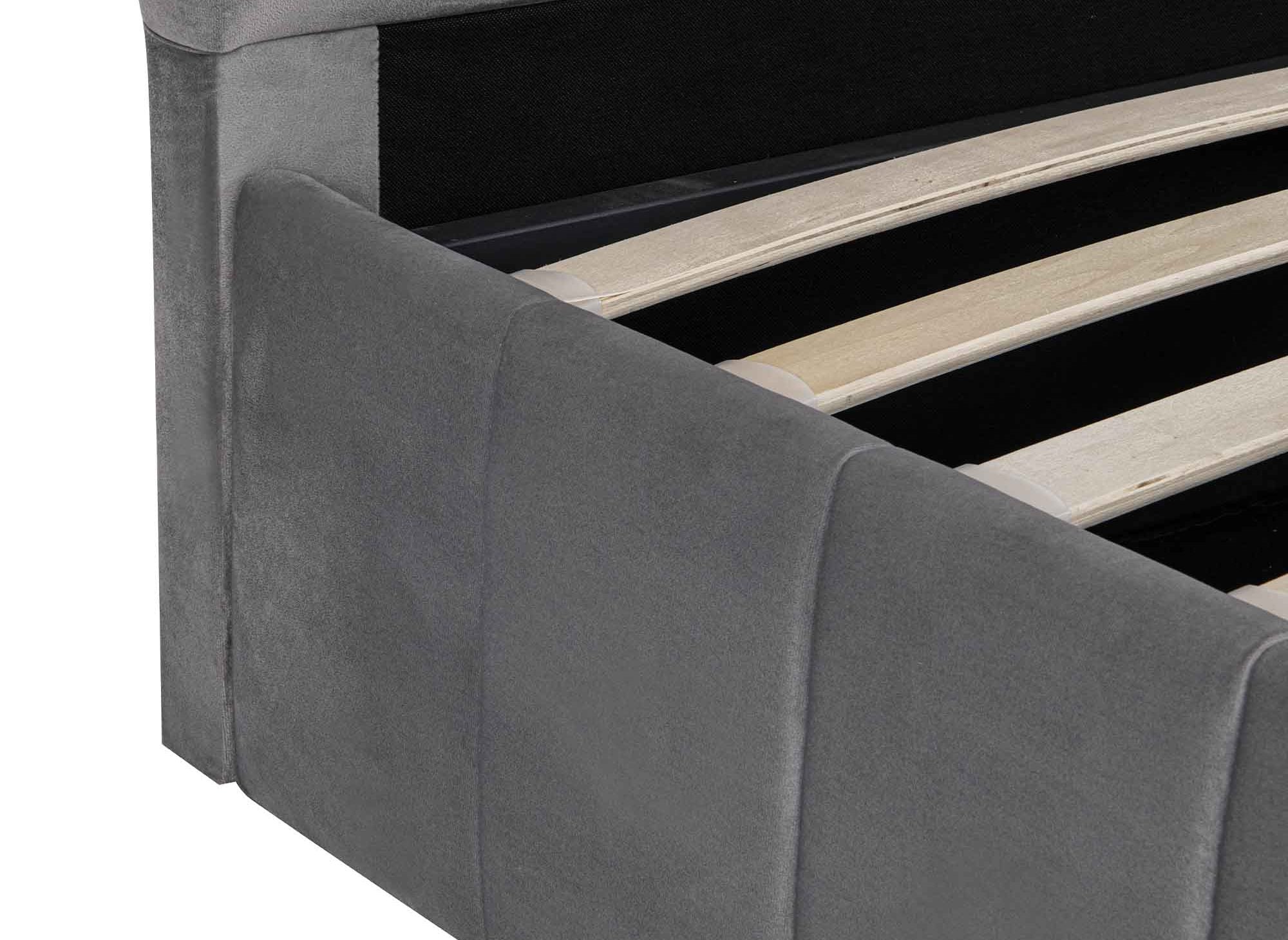 Lit coffre en velours gris 160x200 cm ELVIRA