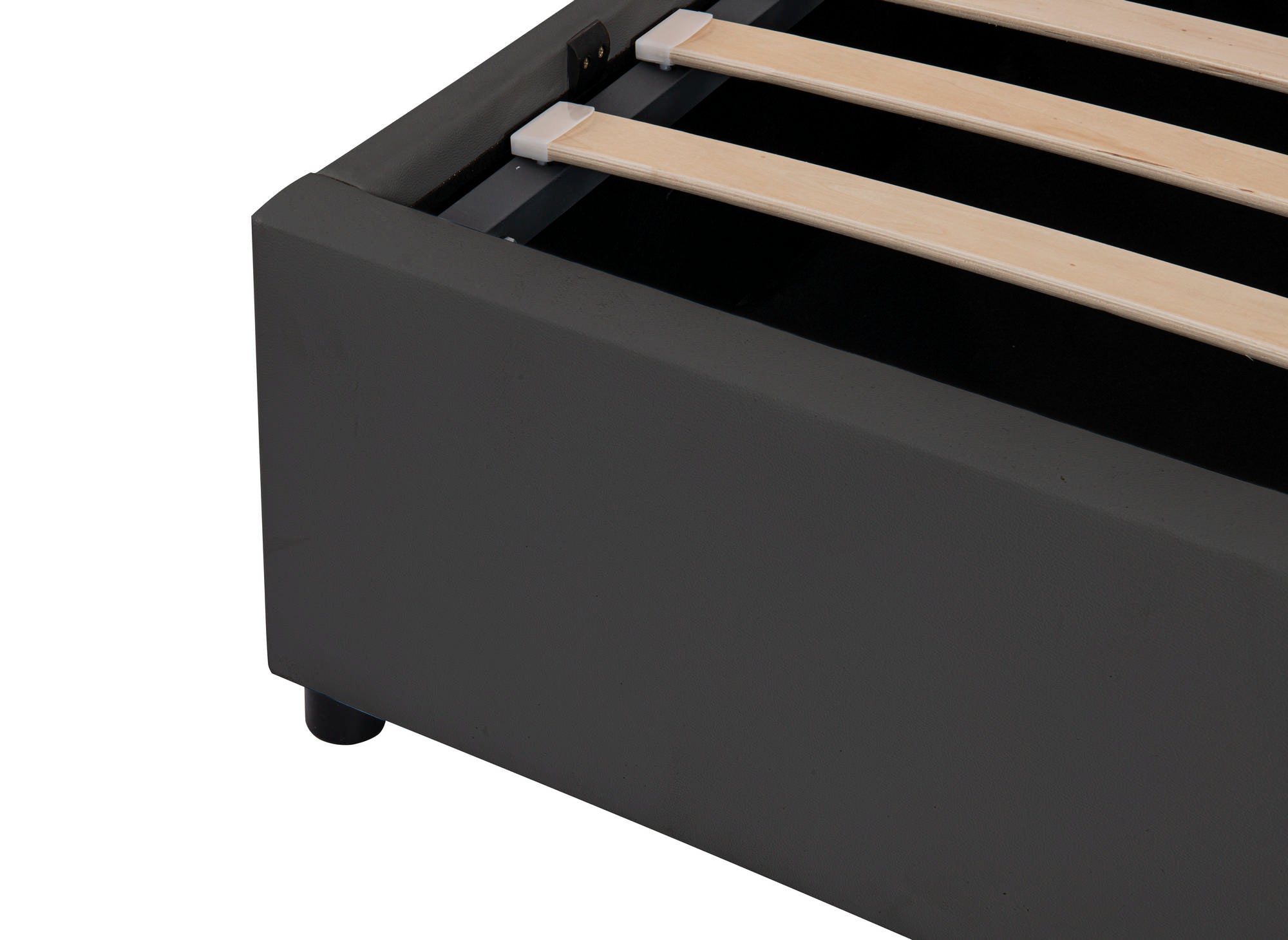 Lit sommier relevable avec coffre en simili cuir noir 180x200 cm LIZBAN