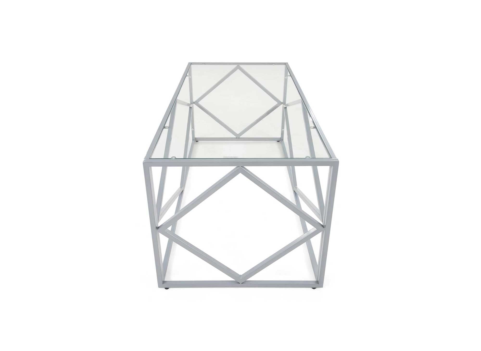 Table basse design en verre et métal rectangulaire ELIO