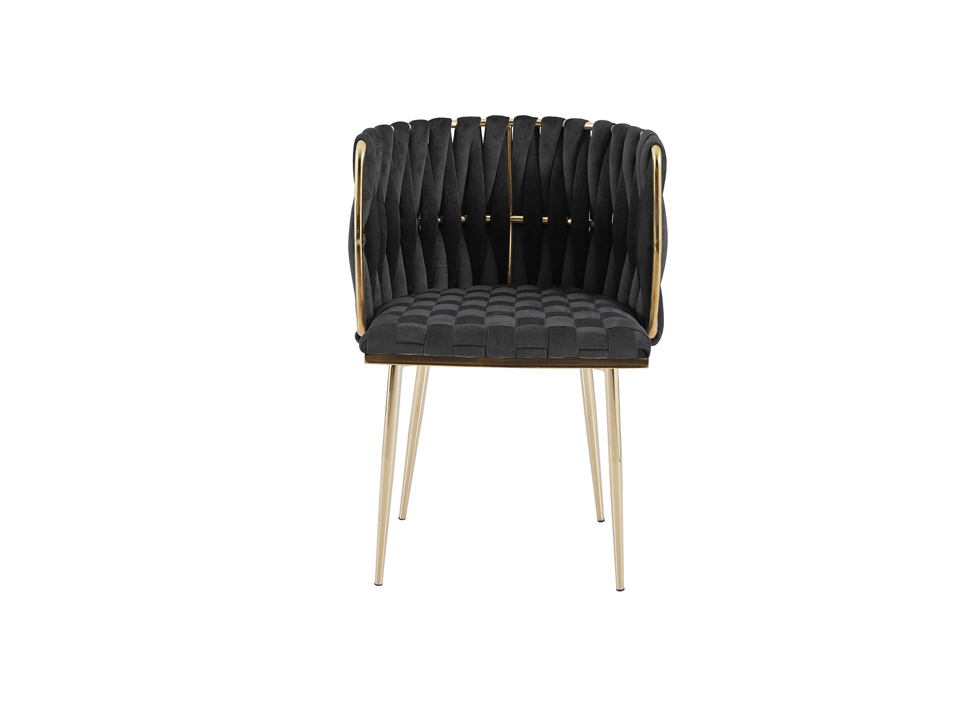 Set di 2 sedie in velluto nero con gambe in metallo dorato POLO