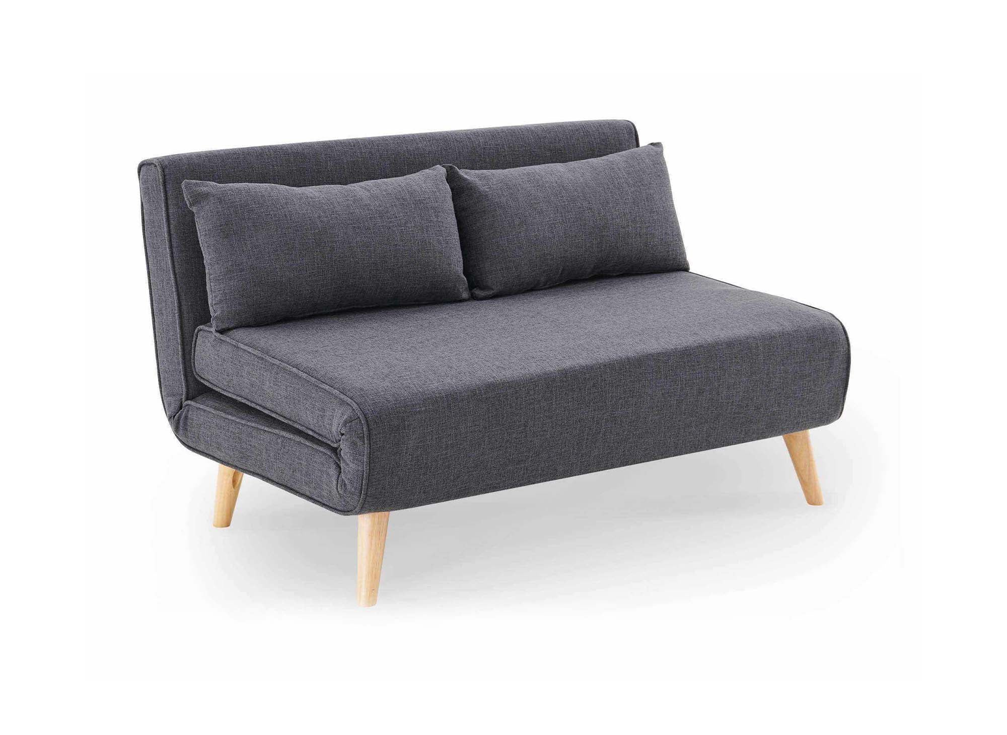 Banquette convertible 2 places en tissu gris TONKA