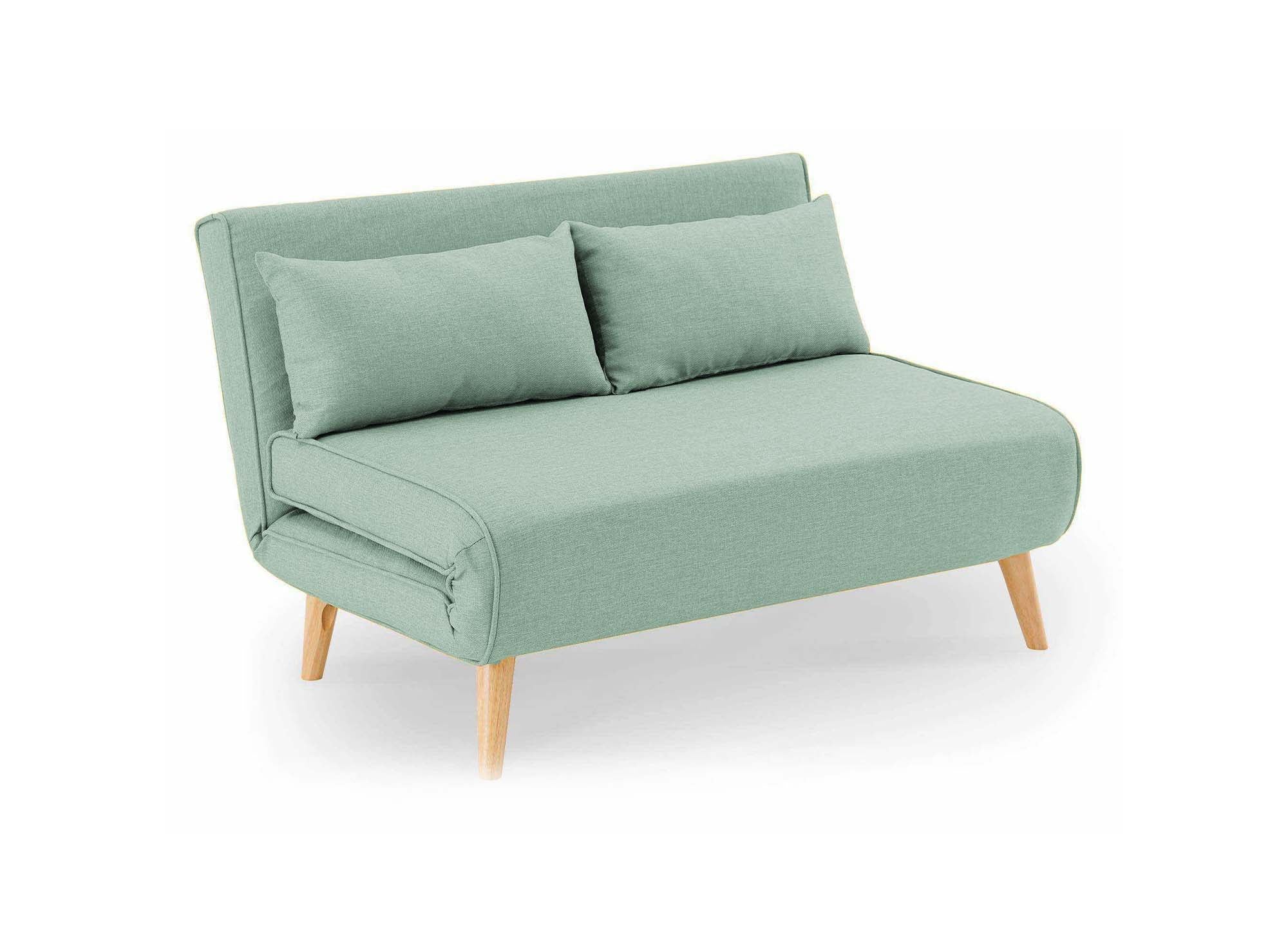 Banquette convertible 2 places en tissu vert d'eau TONKA