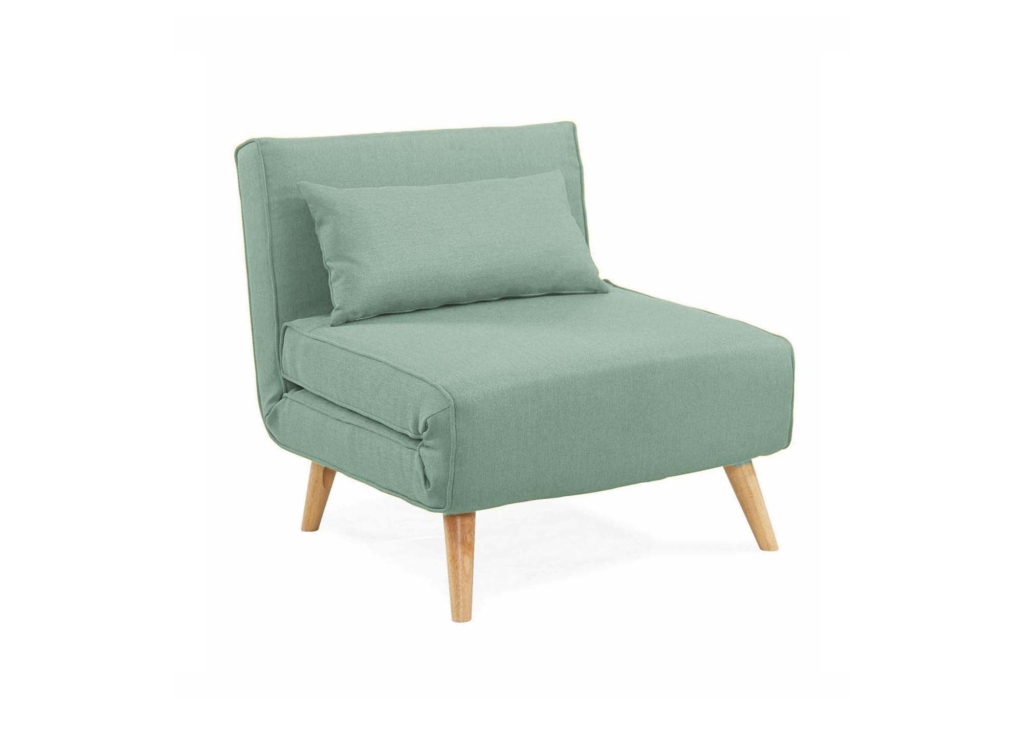 Fauteuil convertible en tissu vert d'eau TONKA