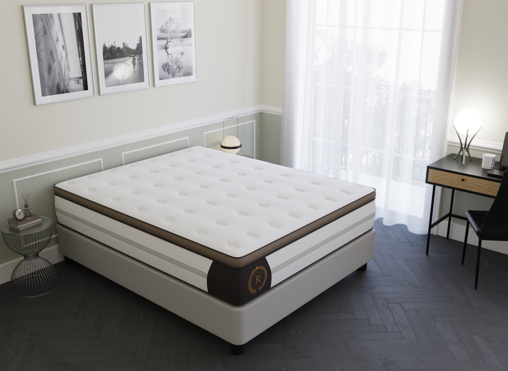 Matelas hybride ROYAL LUX 140 x 190 cm ressorts ensachés et mémoire de forme épaisseur 31 cm