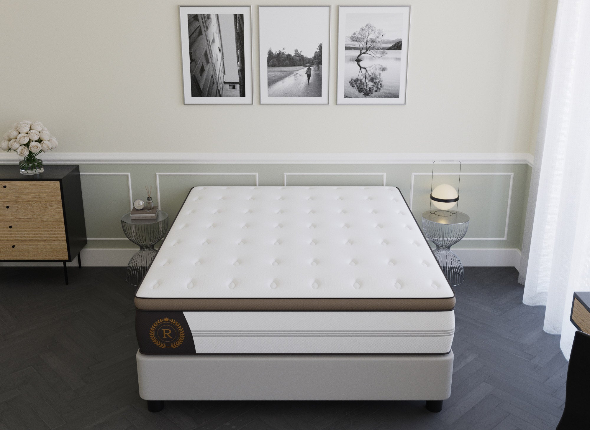 Matelas hybride ROYAL LUX 140 x 190 cm ressorts ensachés et mémoire de forme épaisseur 31 cm