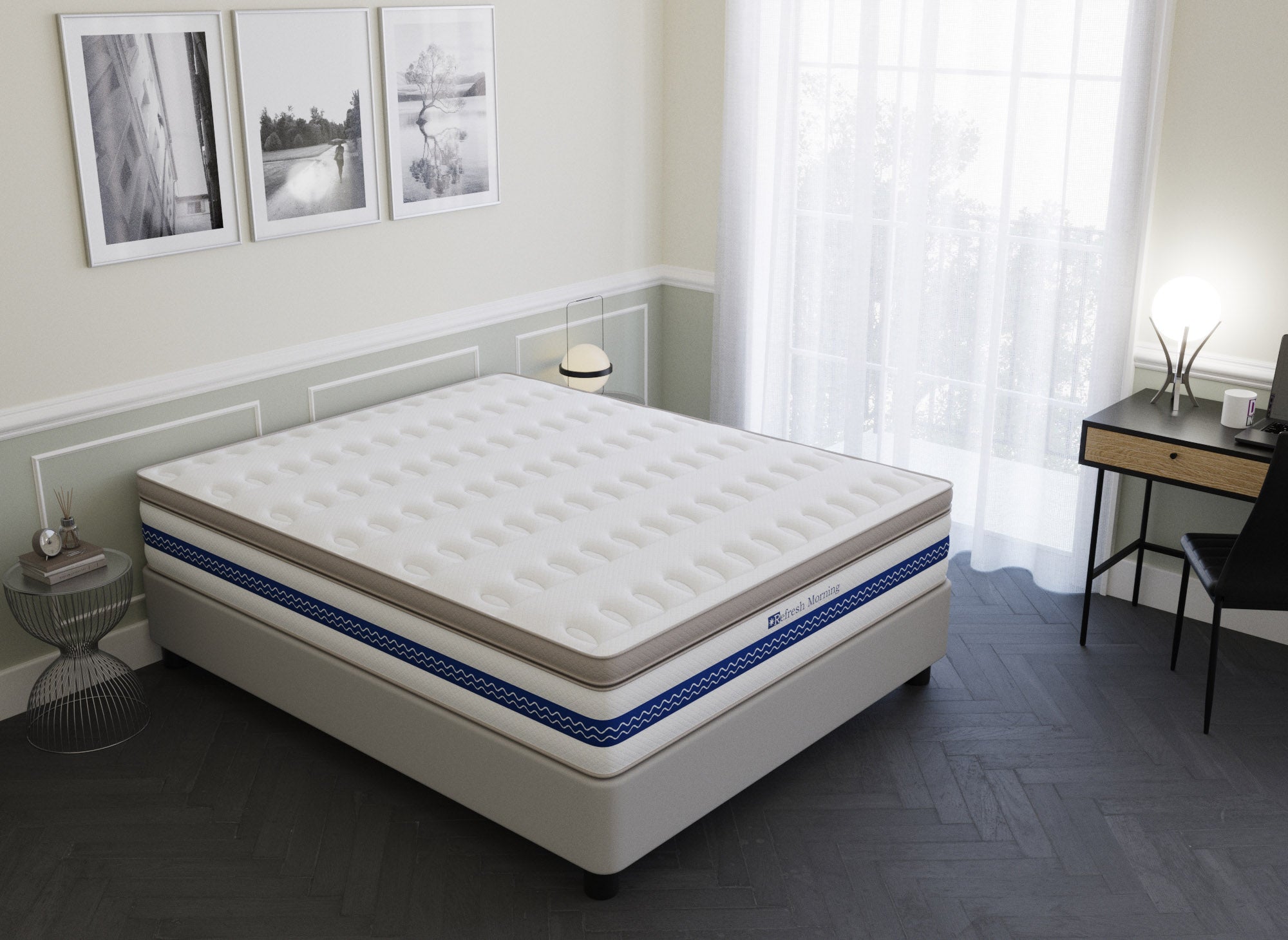 Matelas hybride REFRESH 160 x 200 cm ressorts ensachés et mémoire de forme épaisseur 32 cm