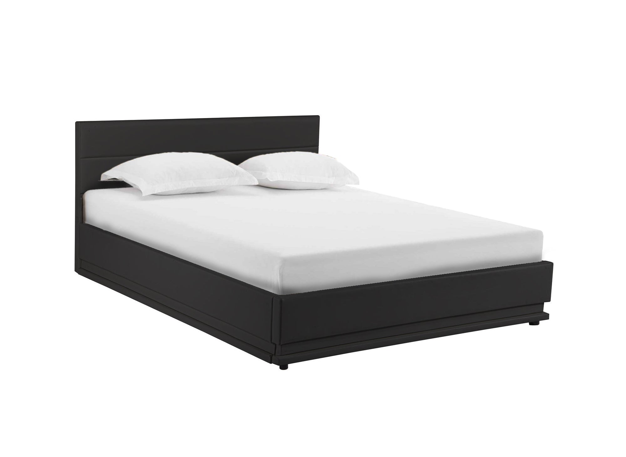 Lit coffre en simili cuir noir 180x200 cm ELENCE