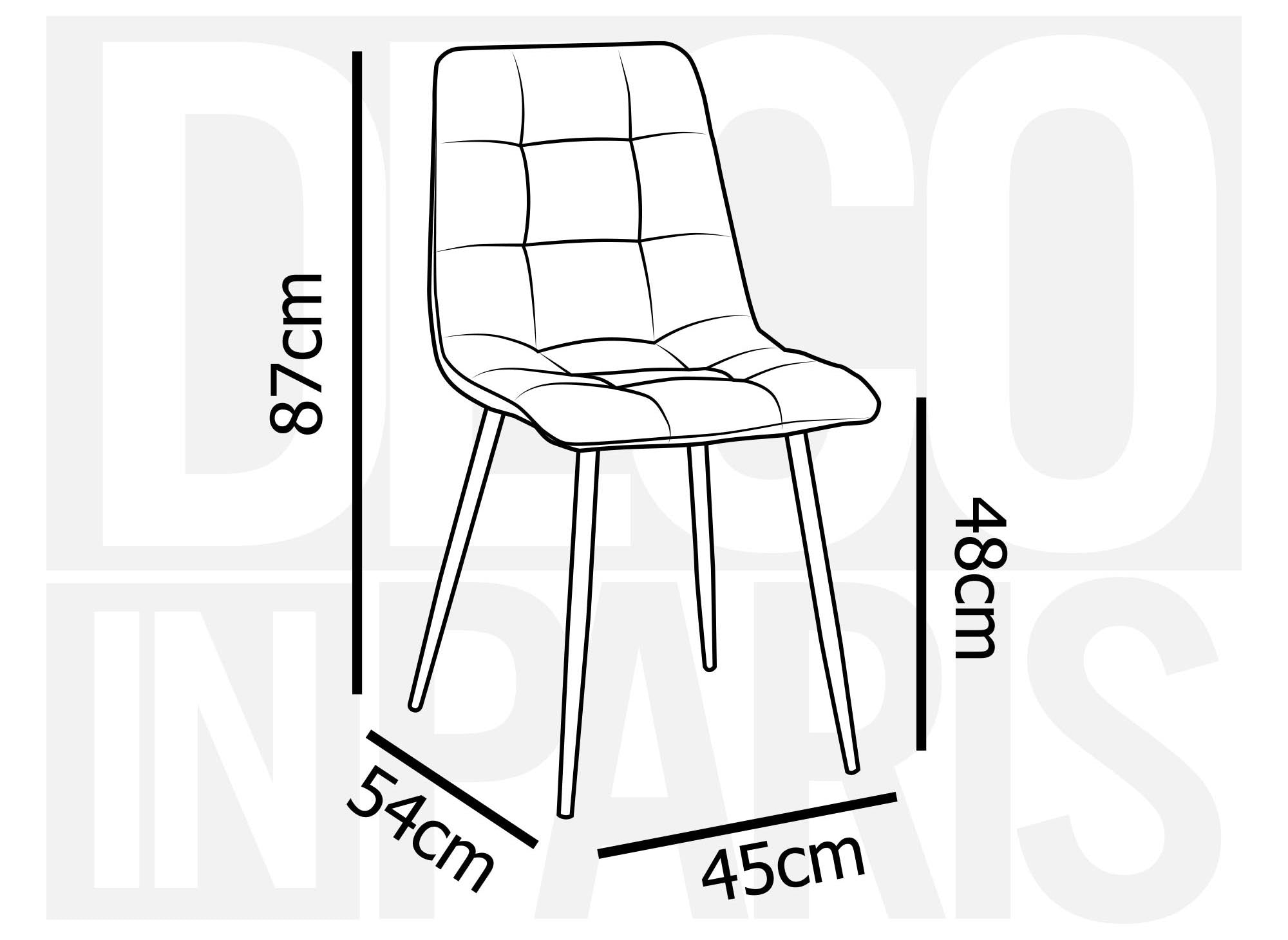 Lot de 4 chaises en tissu gris capitonné JEREMI