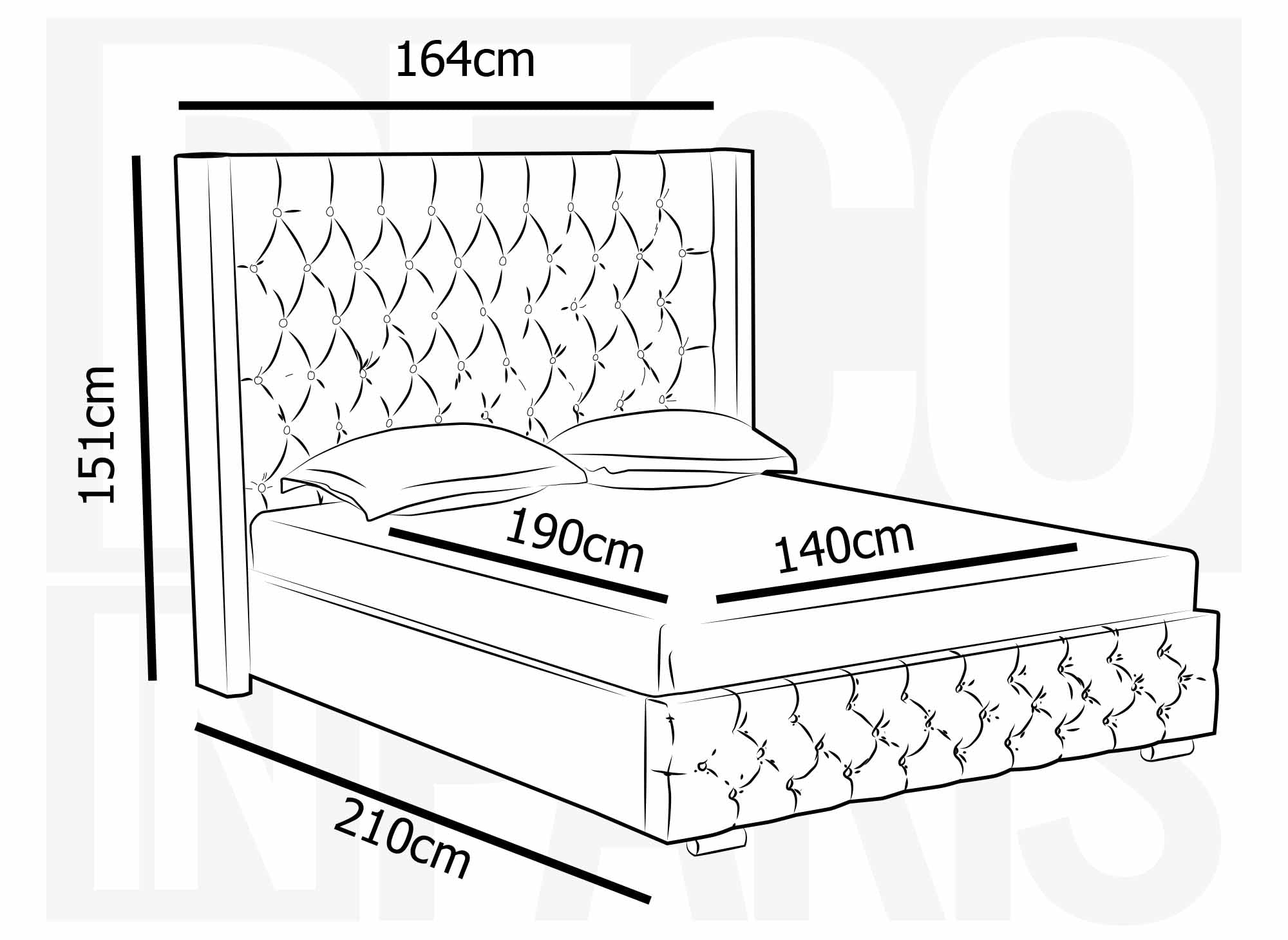 Lit coffre en tissu lin gris 140X190 cm MAXI