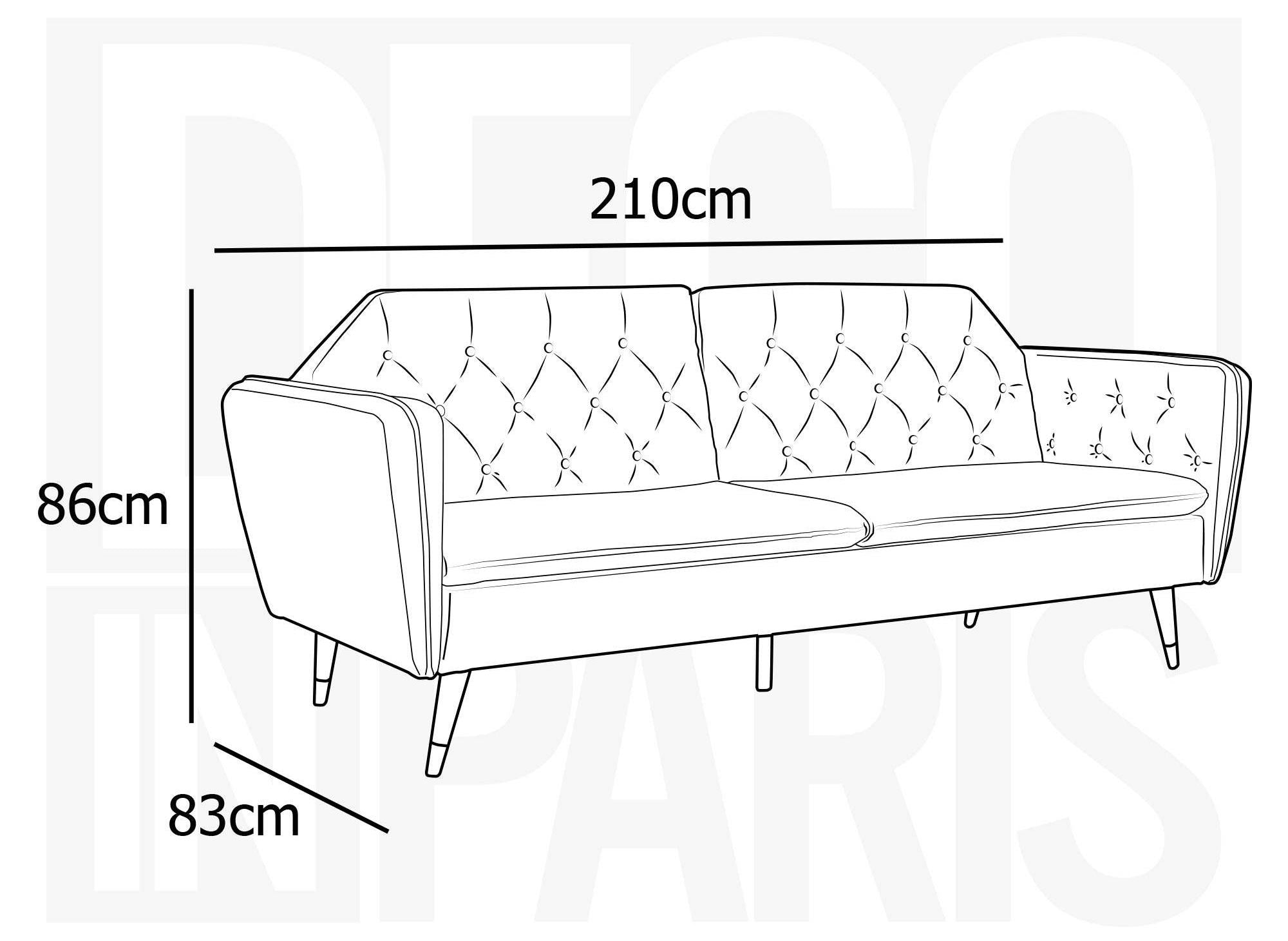Canapé clic-clac convertible 3 places en tissu velours beige ARIANE