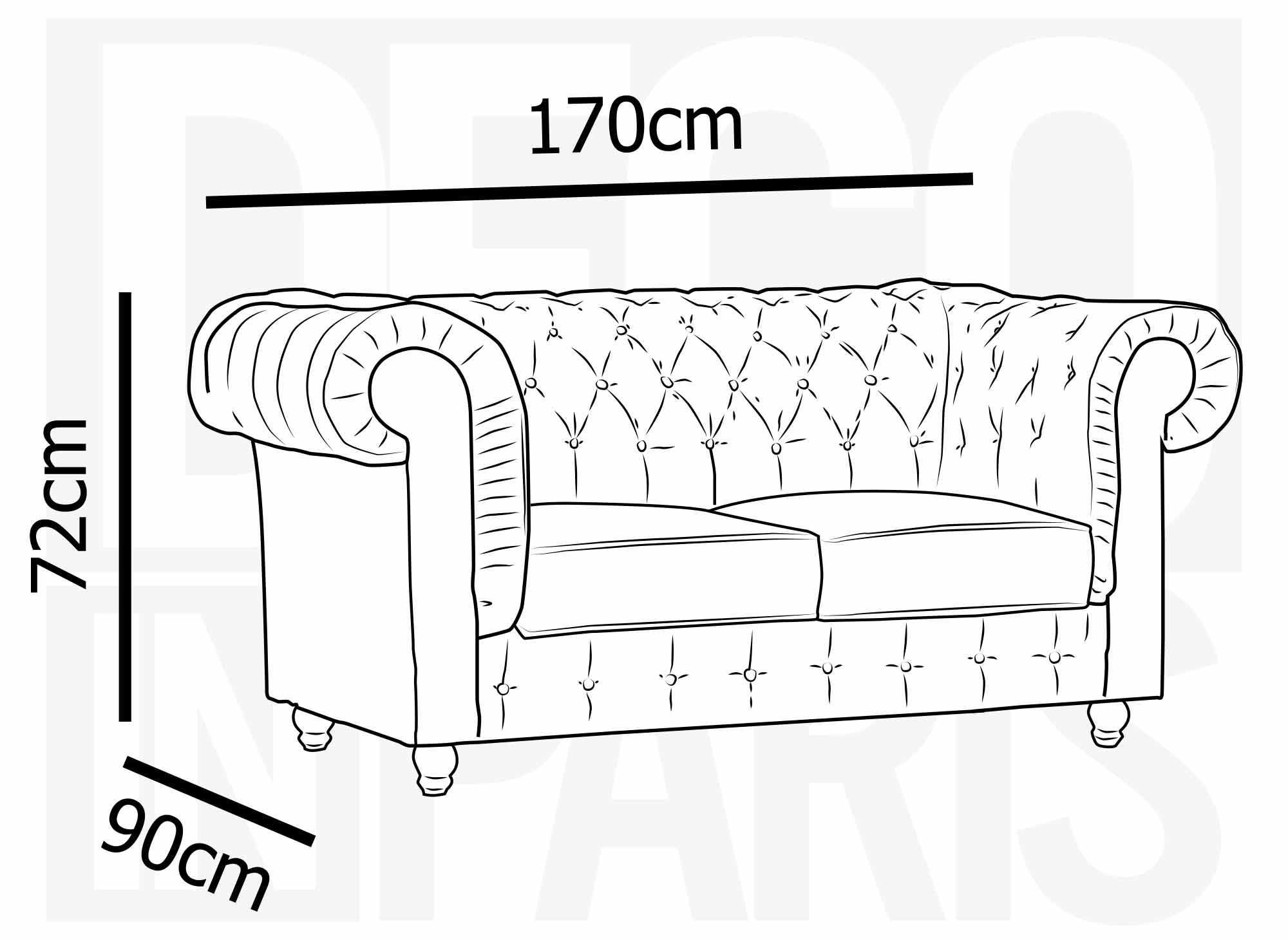Canapé chesterfield 2 places en velours beige - WILSTON