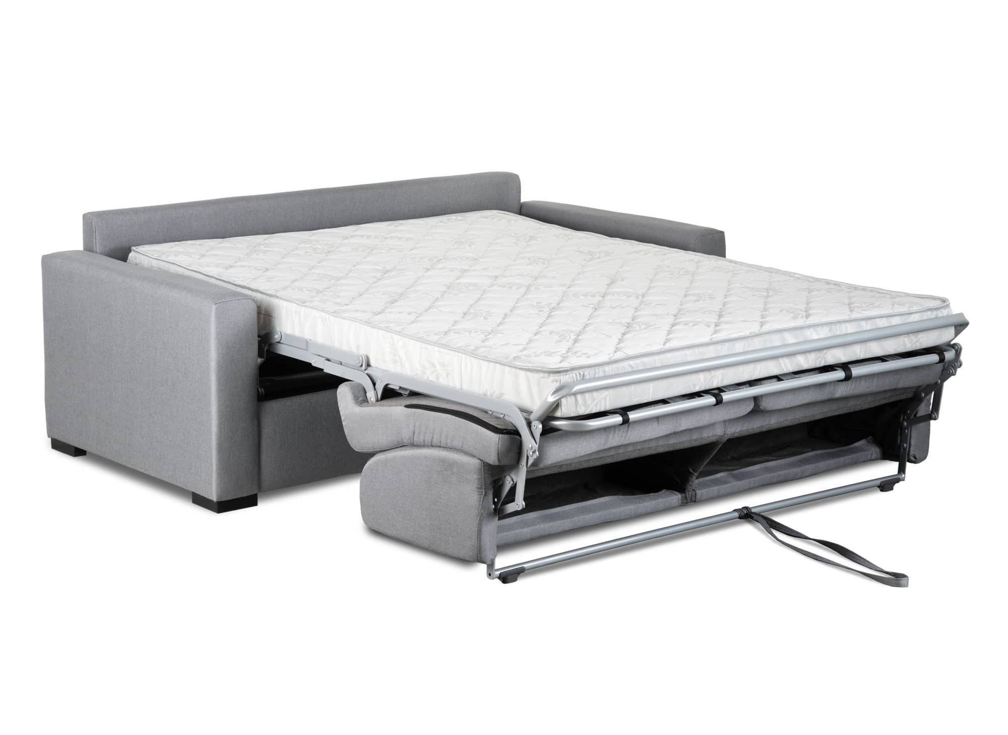 Canapé convertible 3 places LOUNA en tissu gris ouverture express