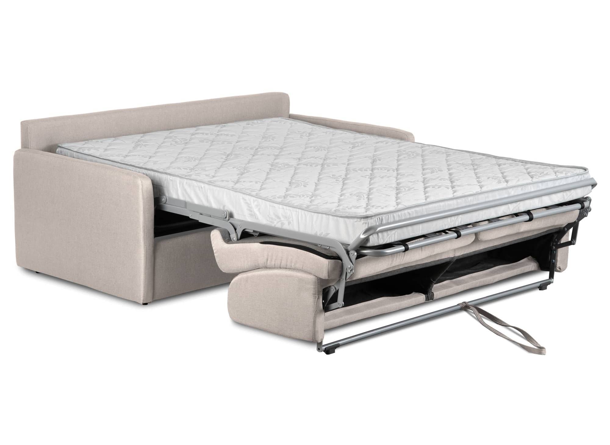Canapé convertible 3 places LOUNA SLIM en tissu beige ouverture express