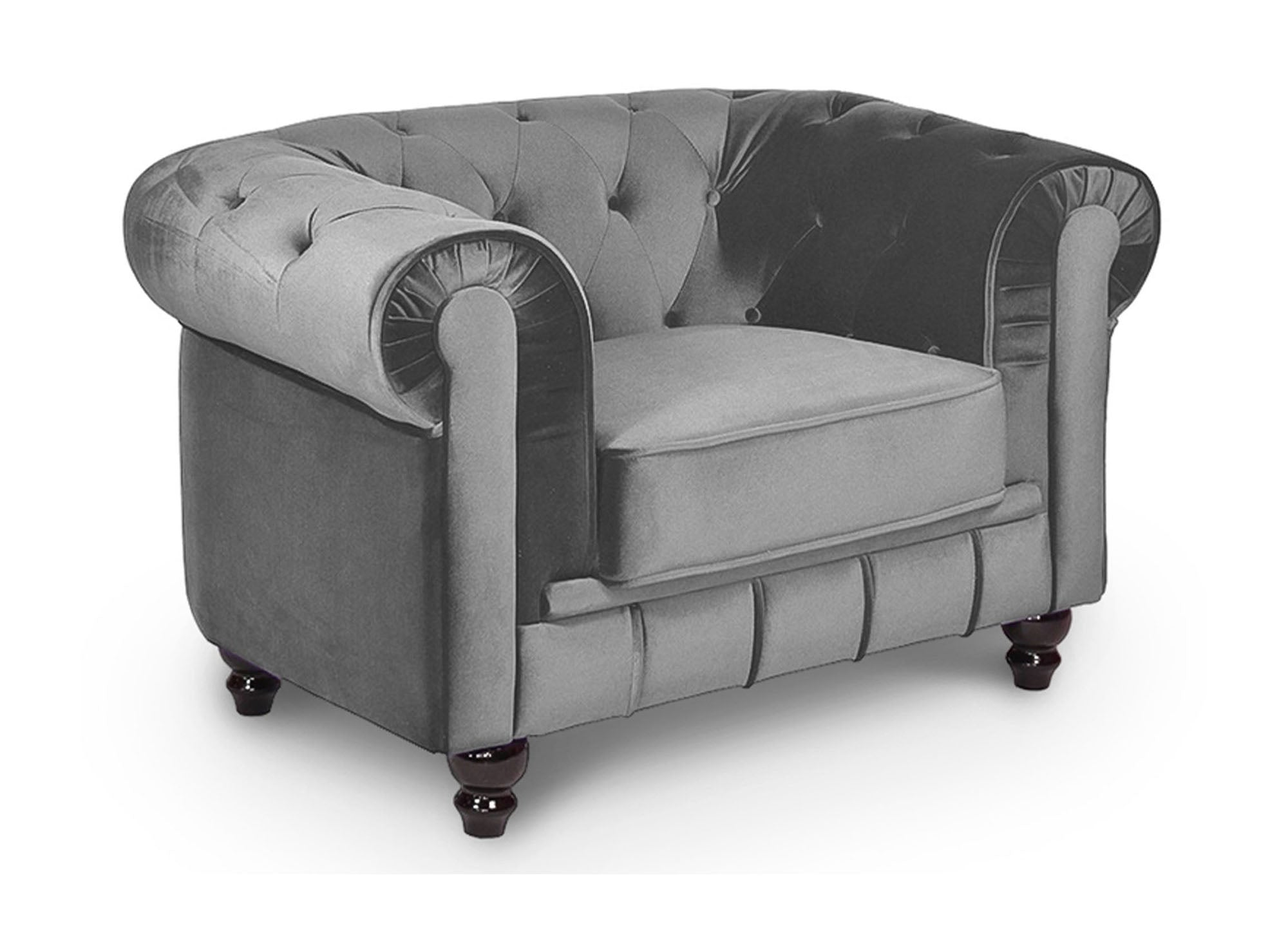 Fauteuil velours Gris CHESTERFIELD