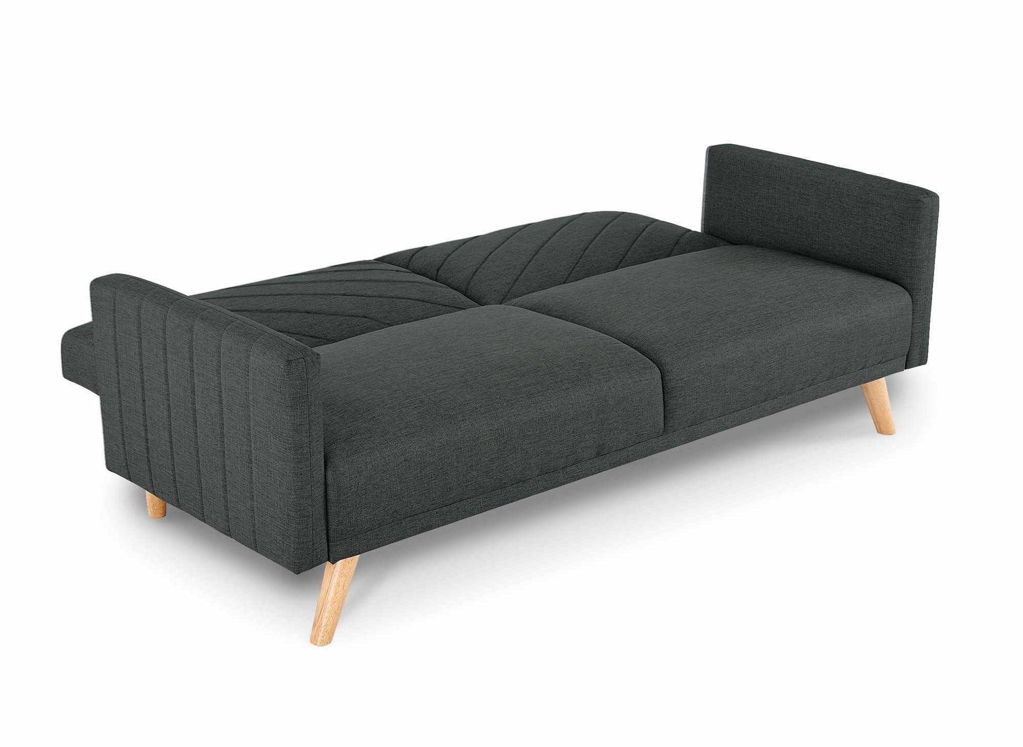 Canapé 3 places convertible scandinave en tissu gris foncé BALDER