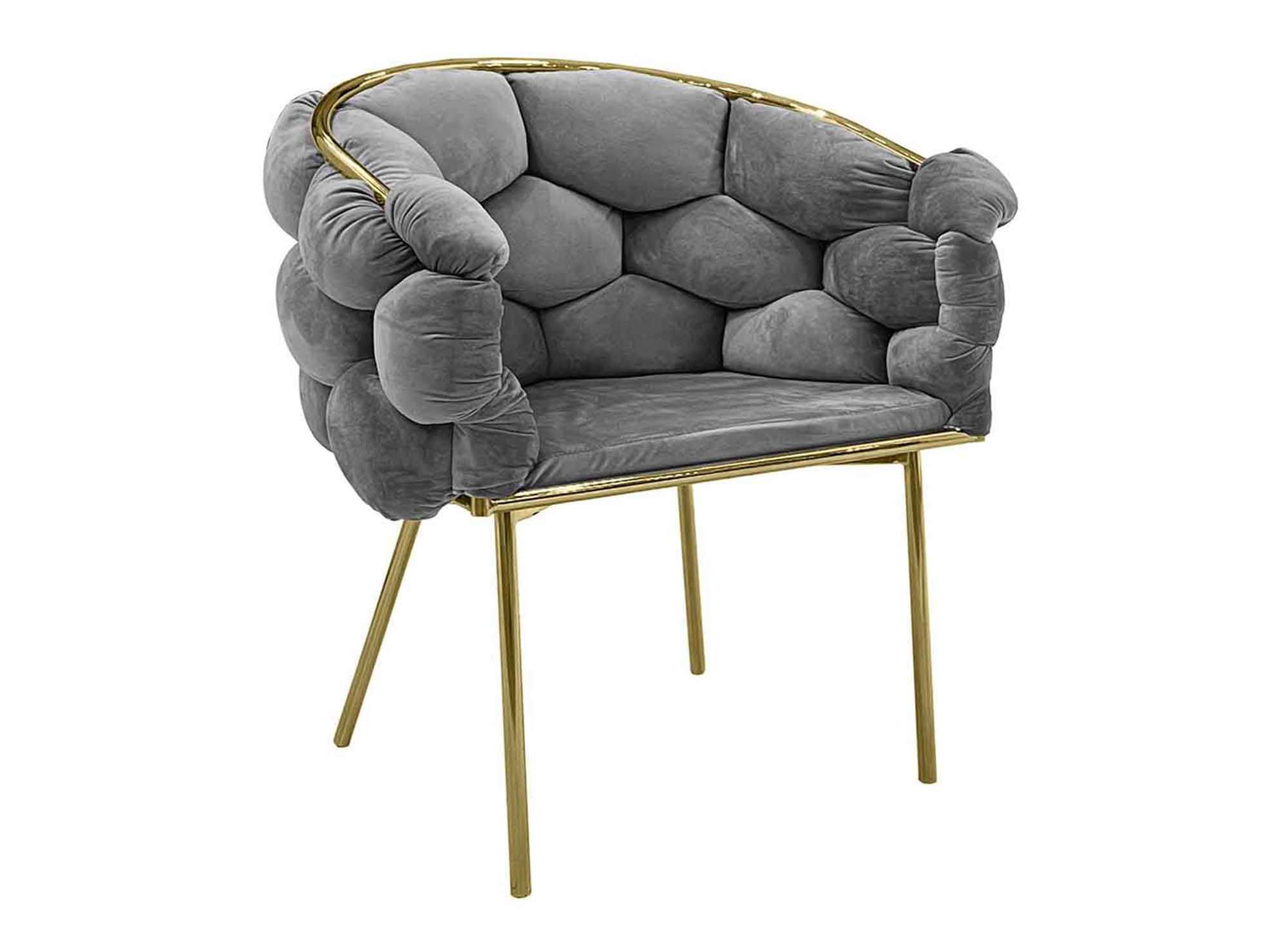 Lot de 2 chaises en velours gris pieds en métal doré CHARLOTTE