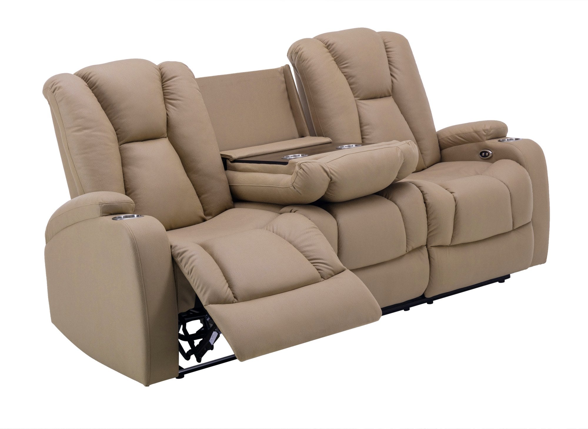 Divano relax elettrico 3 posti in tessuto microfibra beige EL CLARENCE