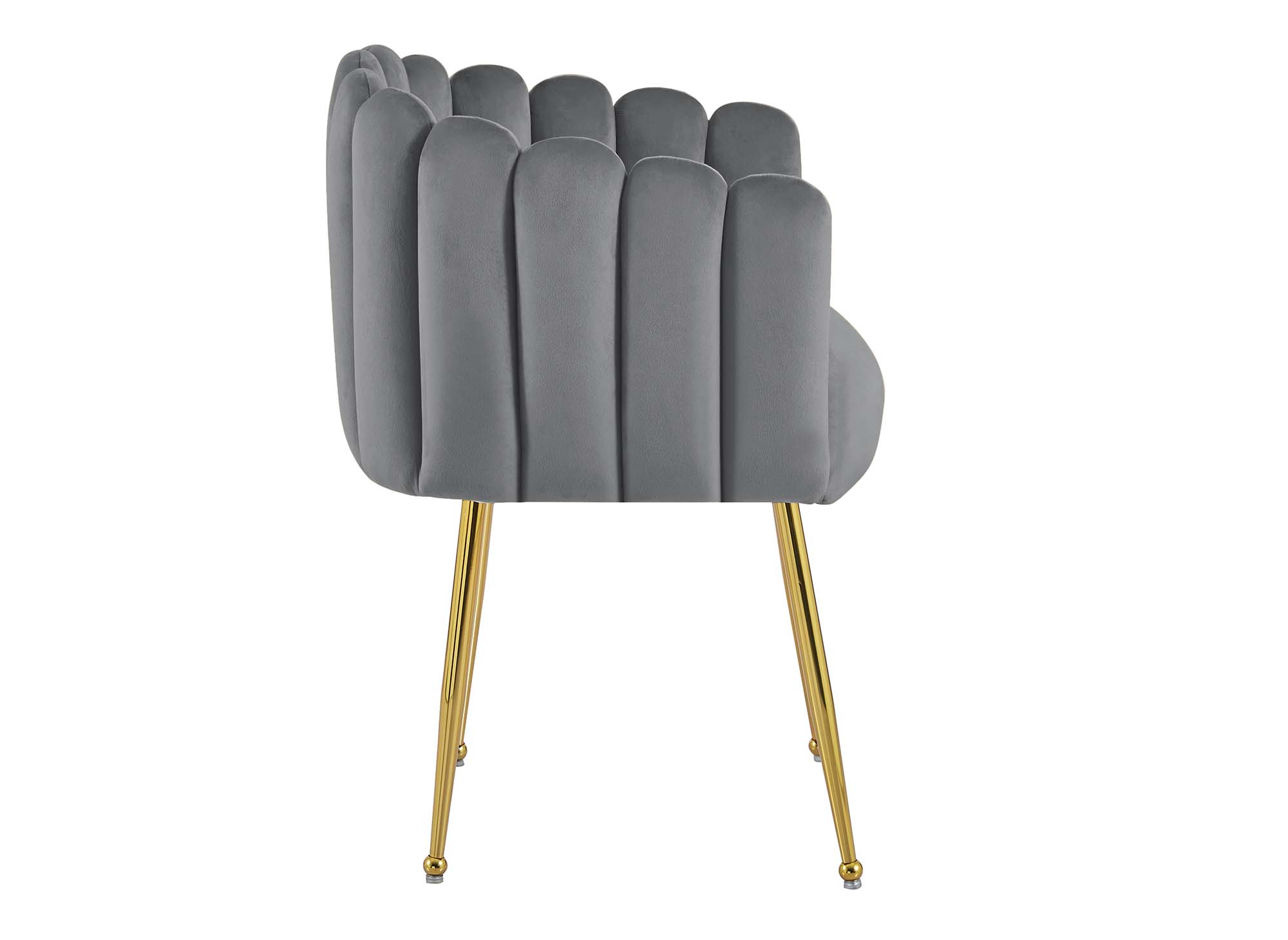 Chaise en velours gris pieds en métal doré HAYDEN
