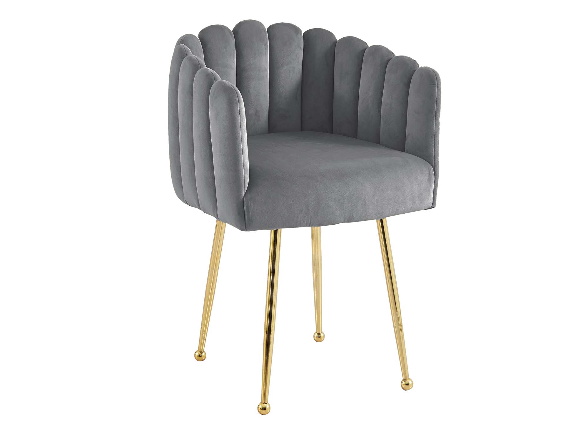 Chaise en velours gris pieds en métal doré HAYDEN