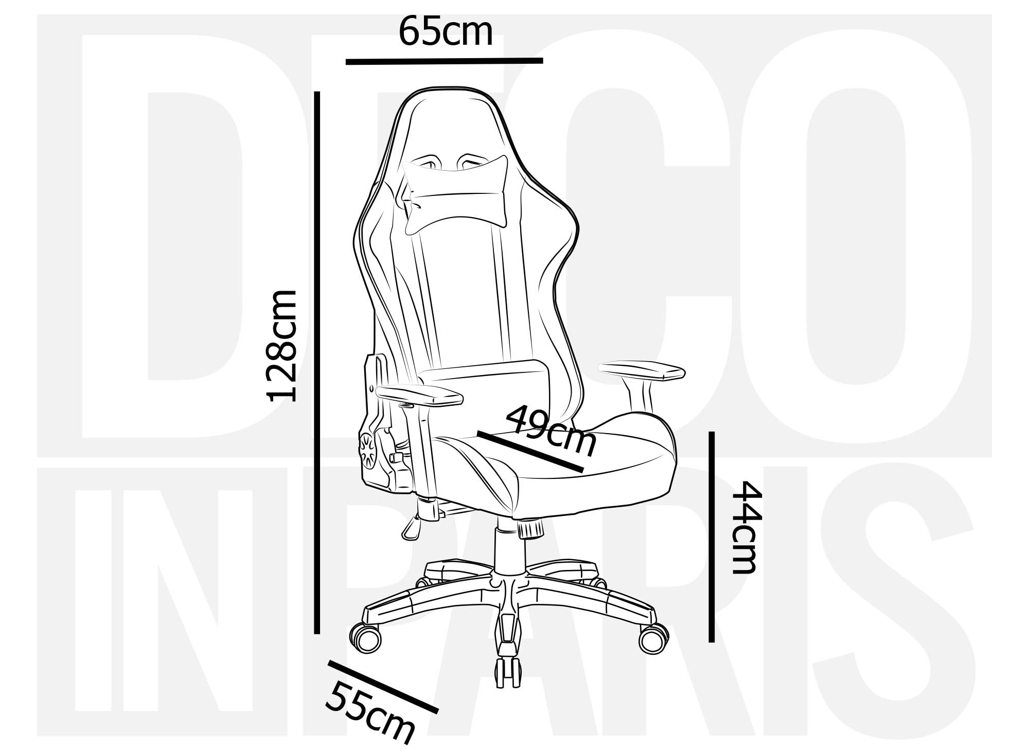 Fauteuil gaming en simili cuir noir et blanc LYHAM