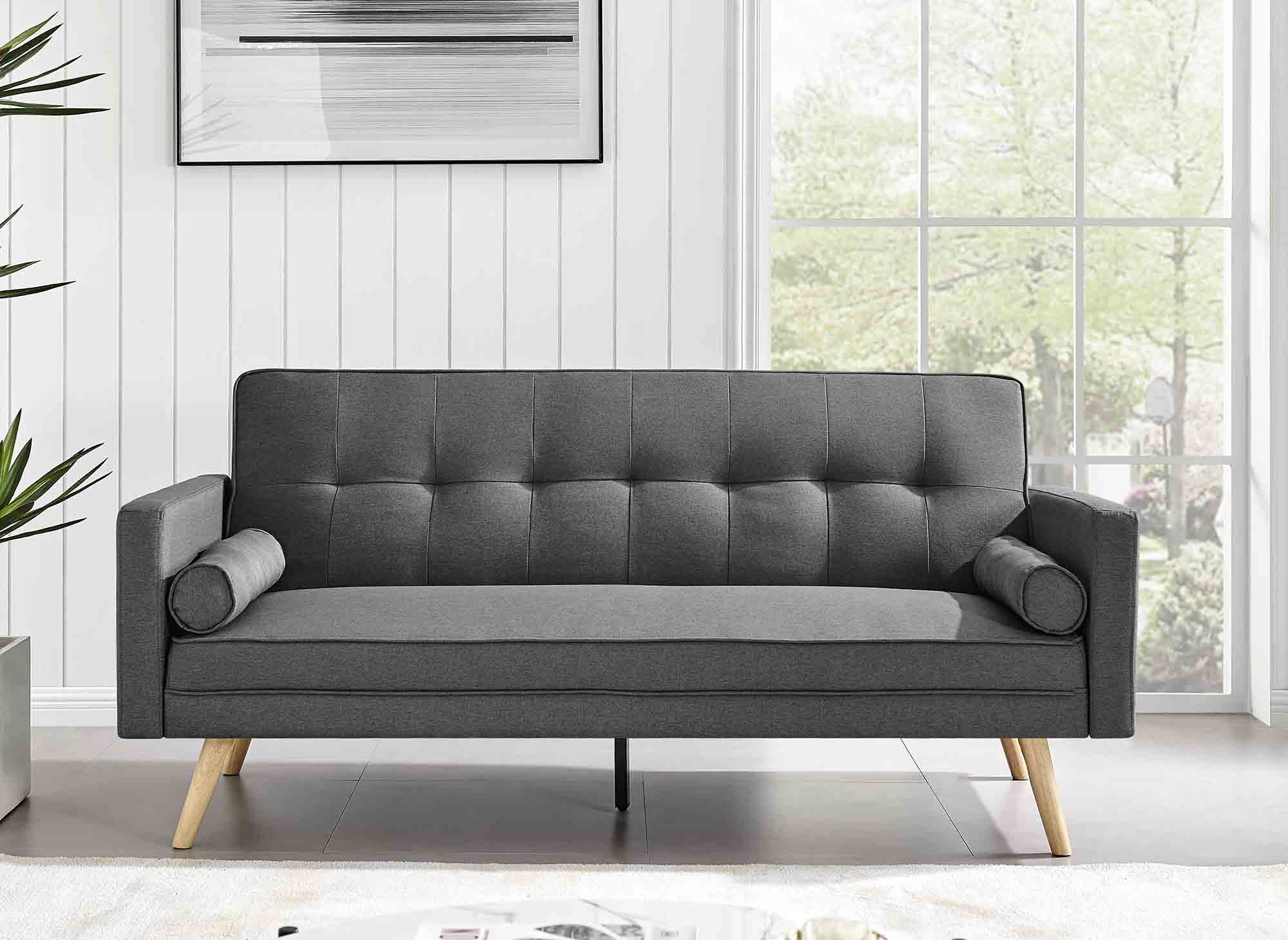 Banquette clic clac gris foncé en tissu TANIA