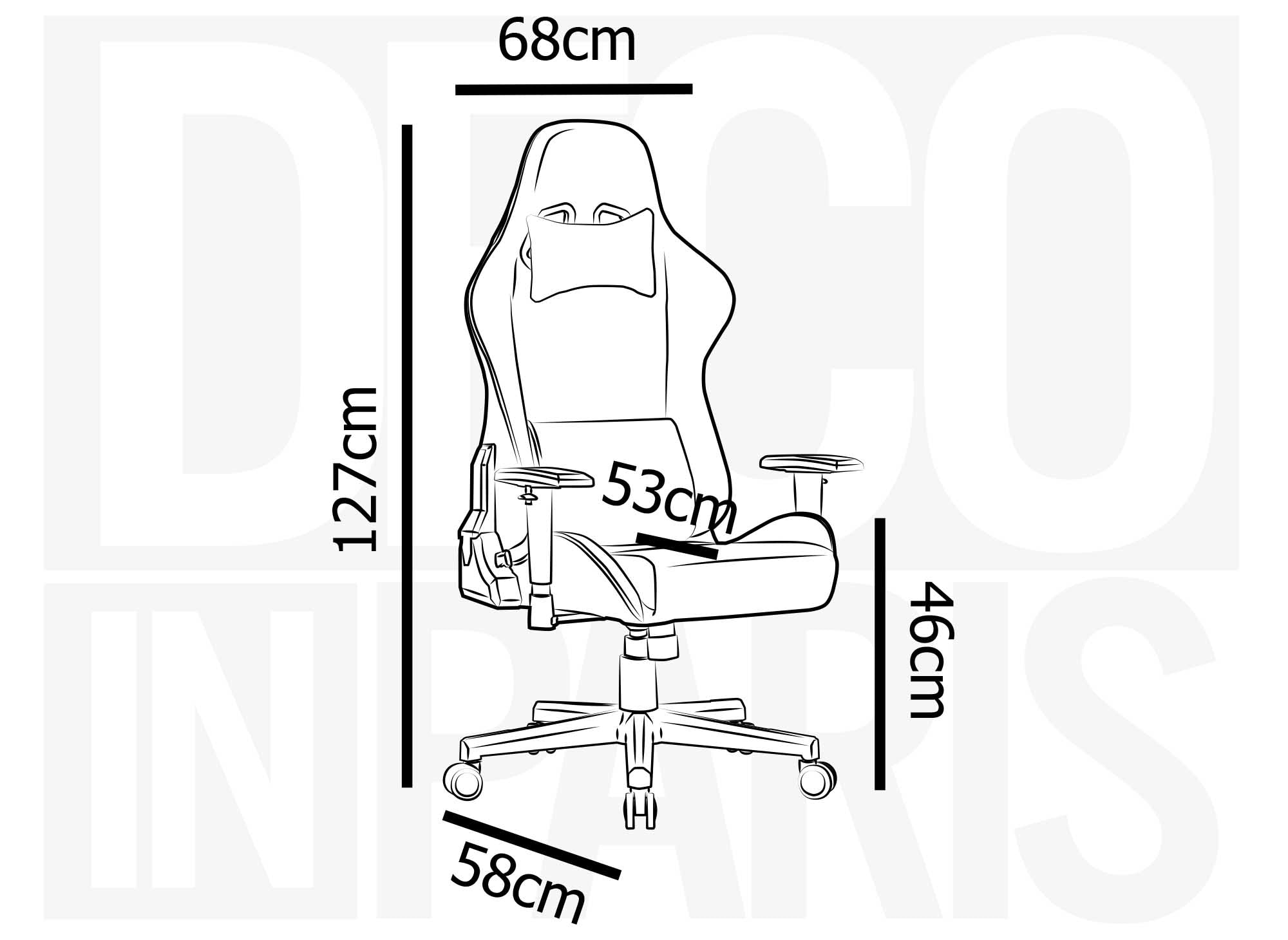 Fauteuil de bureau gaming en simili cuir noir blanc et rouge KIRA