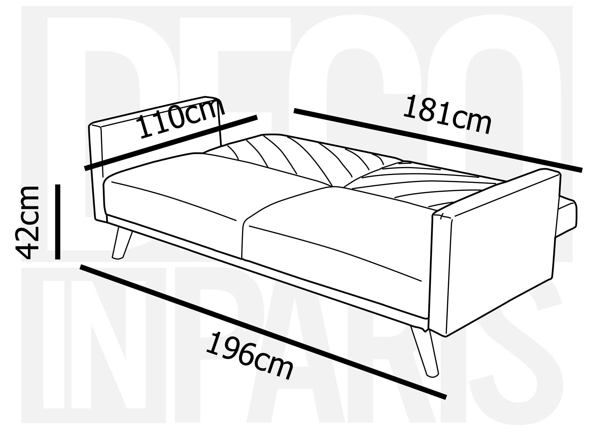 Canapé 3 places convertible scandinave en tissu gris BALDER