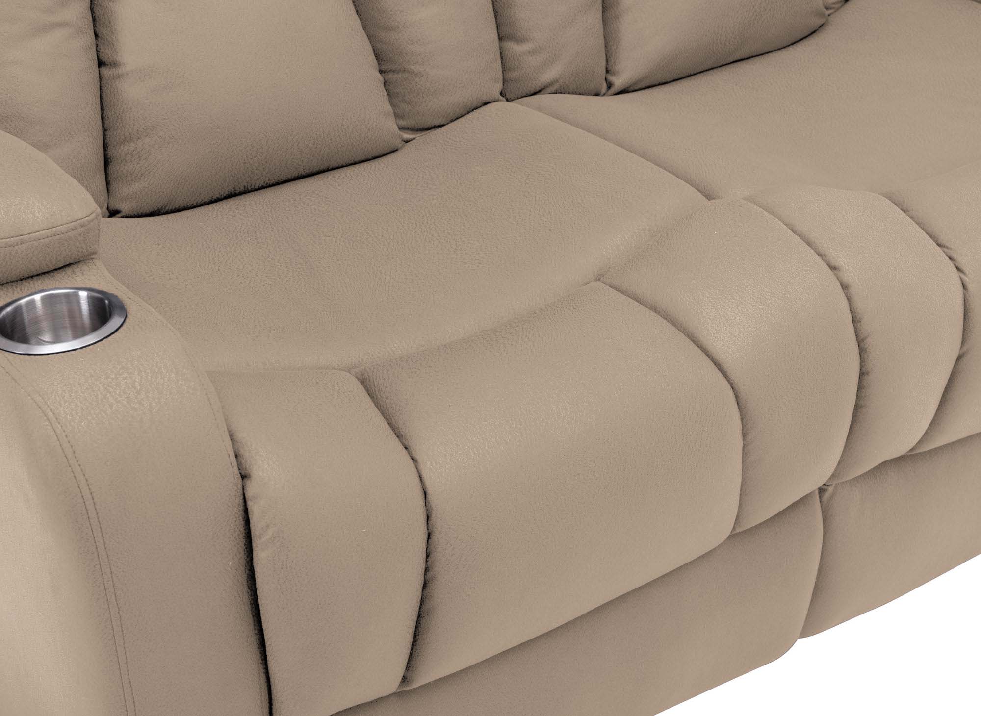 Canapé 2 places relax électrique en tissu microfibre beige EL CLARENCE