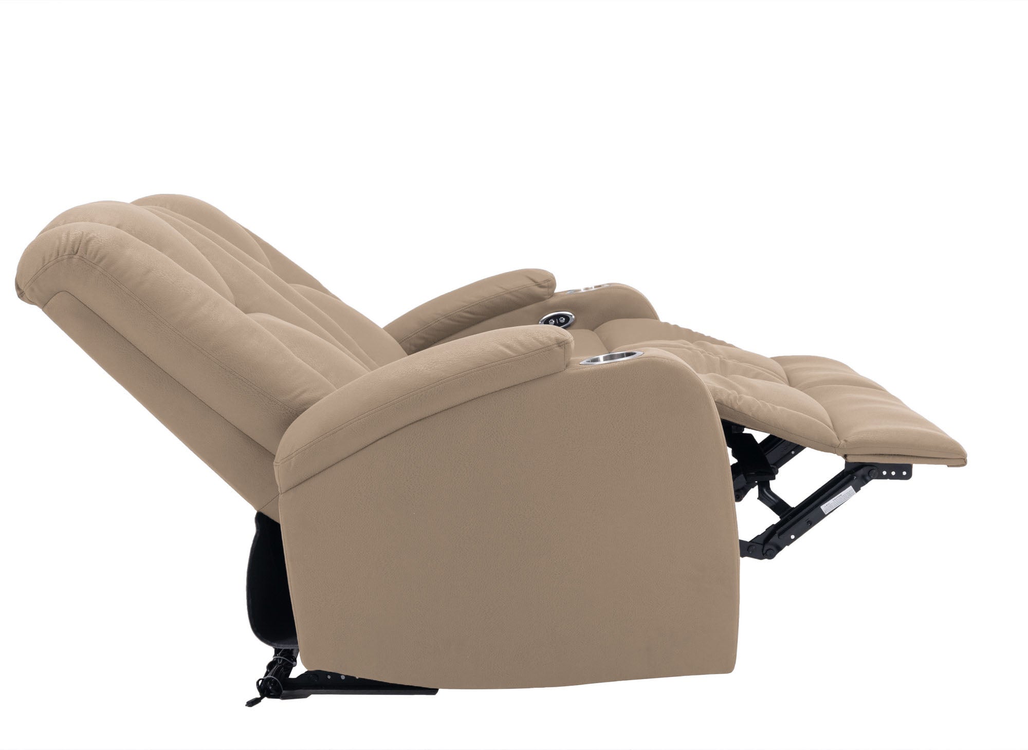 Canapé 2 places relax électrique en tissu microfibre beige EL CLARENCE